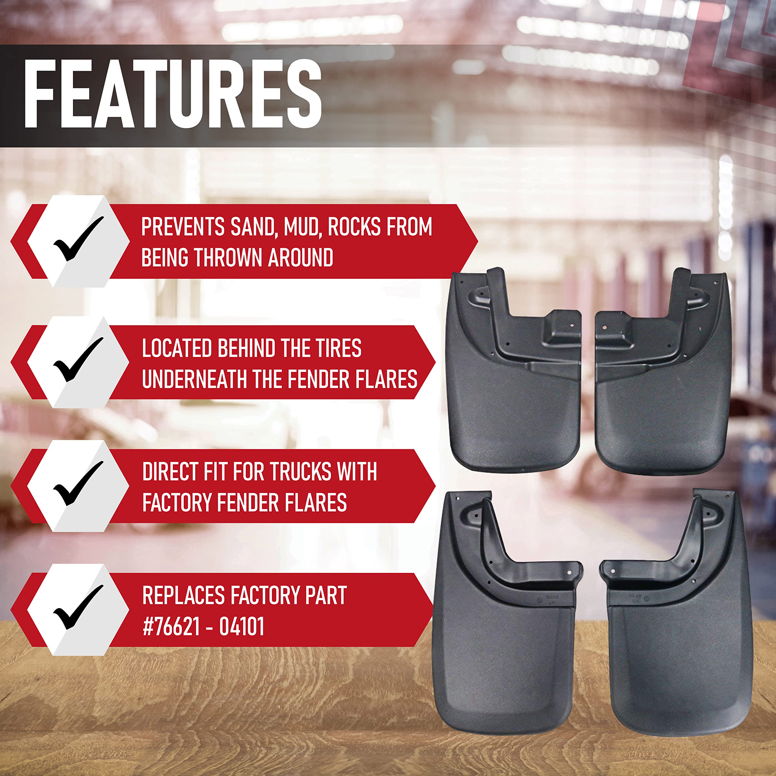 Premium Heavy Duty Mud Flaps Set of 4 by AA Ignition - Front and Rear Car Splash Guard Shields - Compatible with Toyota Tacoma Vehicles with OEM Fender Flares Year 2005-2015 - Like New