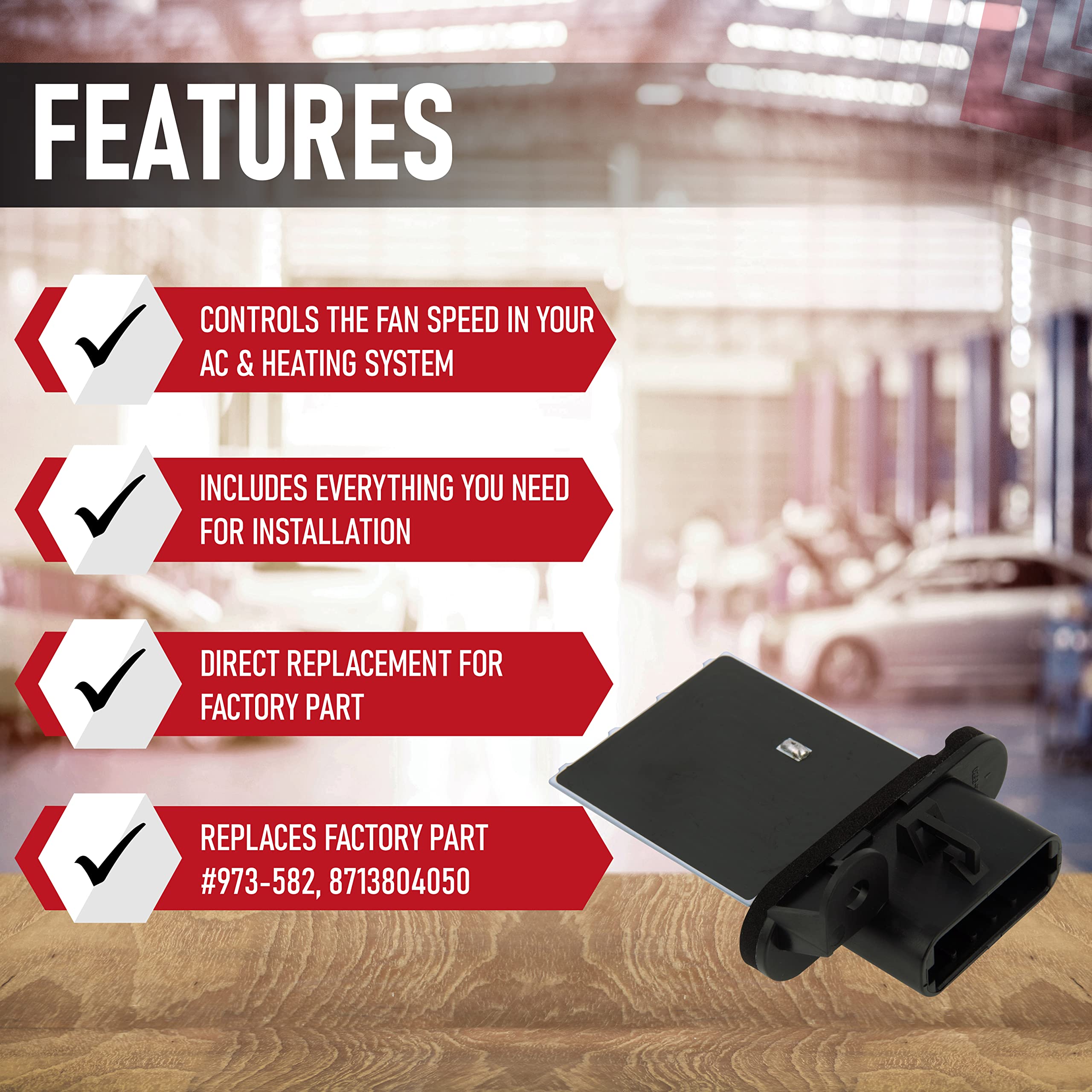 Replacement AC Blower Motor Resistor Kit - Replaces 973-582, 8713804050, 8713804052, 4P1650, JA1772, RU1435 - Compatible with Toyota Tacoma Vehicles - 2005, 2006, 2007, 2008, 2009, 2010-2017 - Very Good