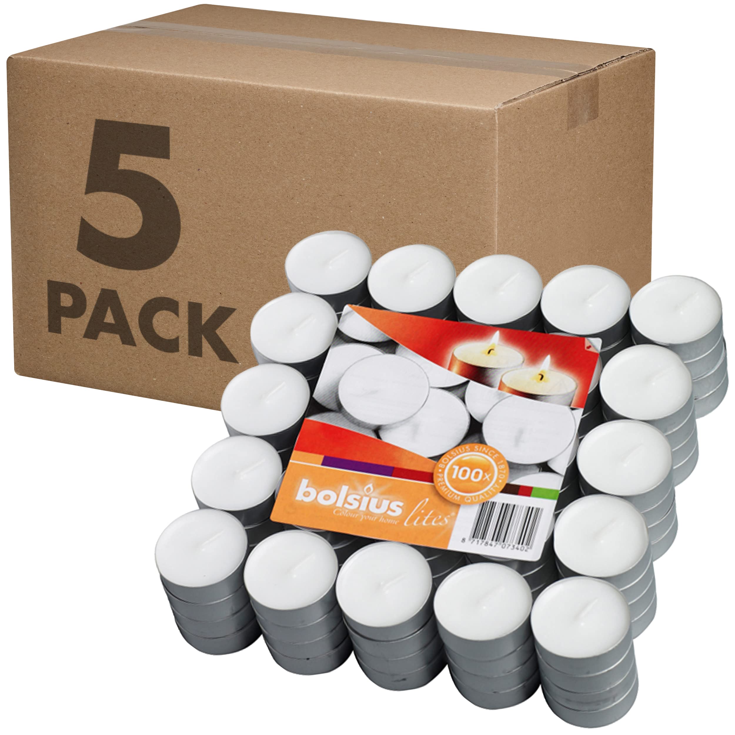 BOLSIUS Tea Lights Candles - Bulk Pack of White Unscented Candle Lights with 3.5 Hour Burning Time - Tea Candles for Wedding, Home, Parties and Special Occasions - Like New