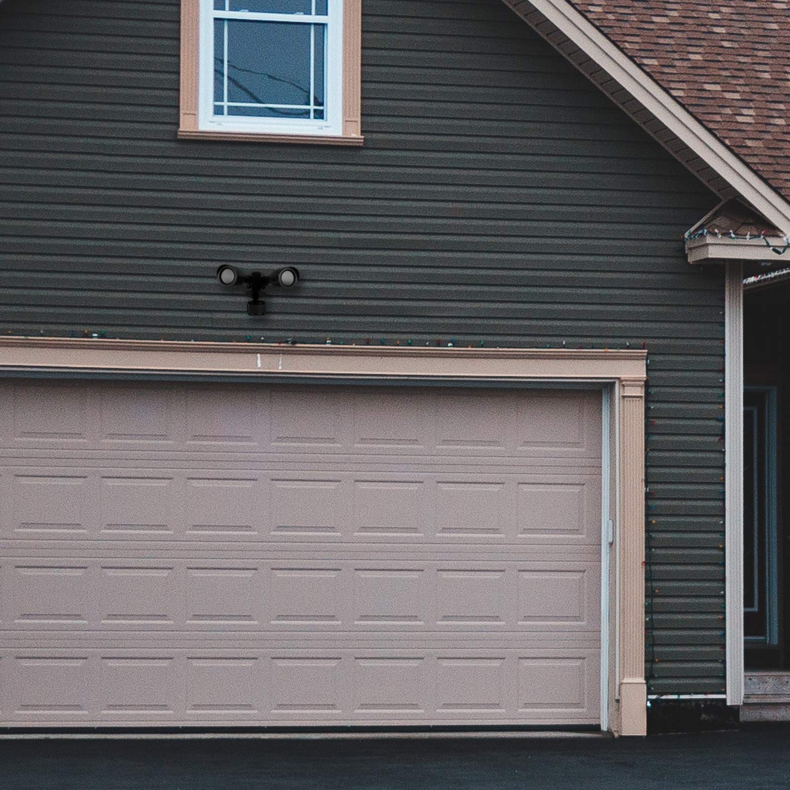 Ciata Lighting Flood Lights Outdoor Motion Sensor, 20-Watt LED Bullet Head, Dual Head, RoHS Complaint, IP65 Rated, 1900 Lumens, 2KV Surge Protection and Motion Sensor in Black Finish � 4000K  - Like New