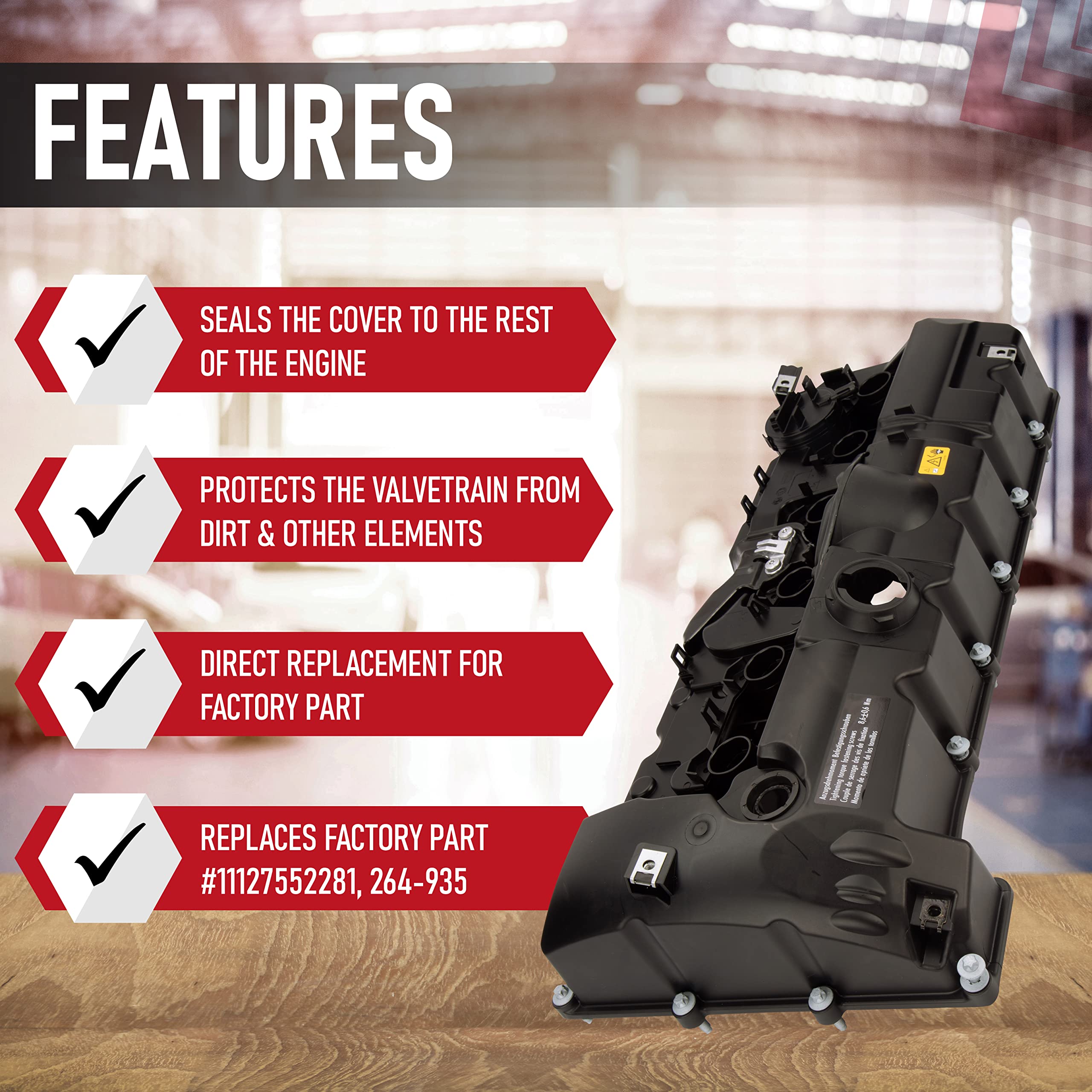 Replacement Engine Valve Cover with Gasket - Compatible with BMW - 2007-2013 - 2.5L, 3.0L - N51 & N52 Engines, 128i, 323i, 328i, 328xi, 525xi, 528i, 528xi, 530i, 530xi, X3, X5, Z4 Replaces 11127552281 - Like New