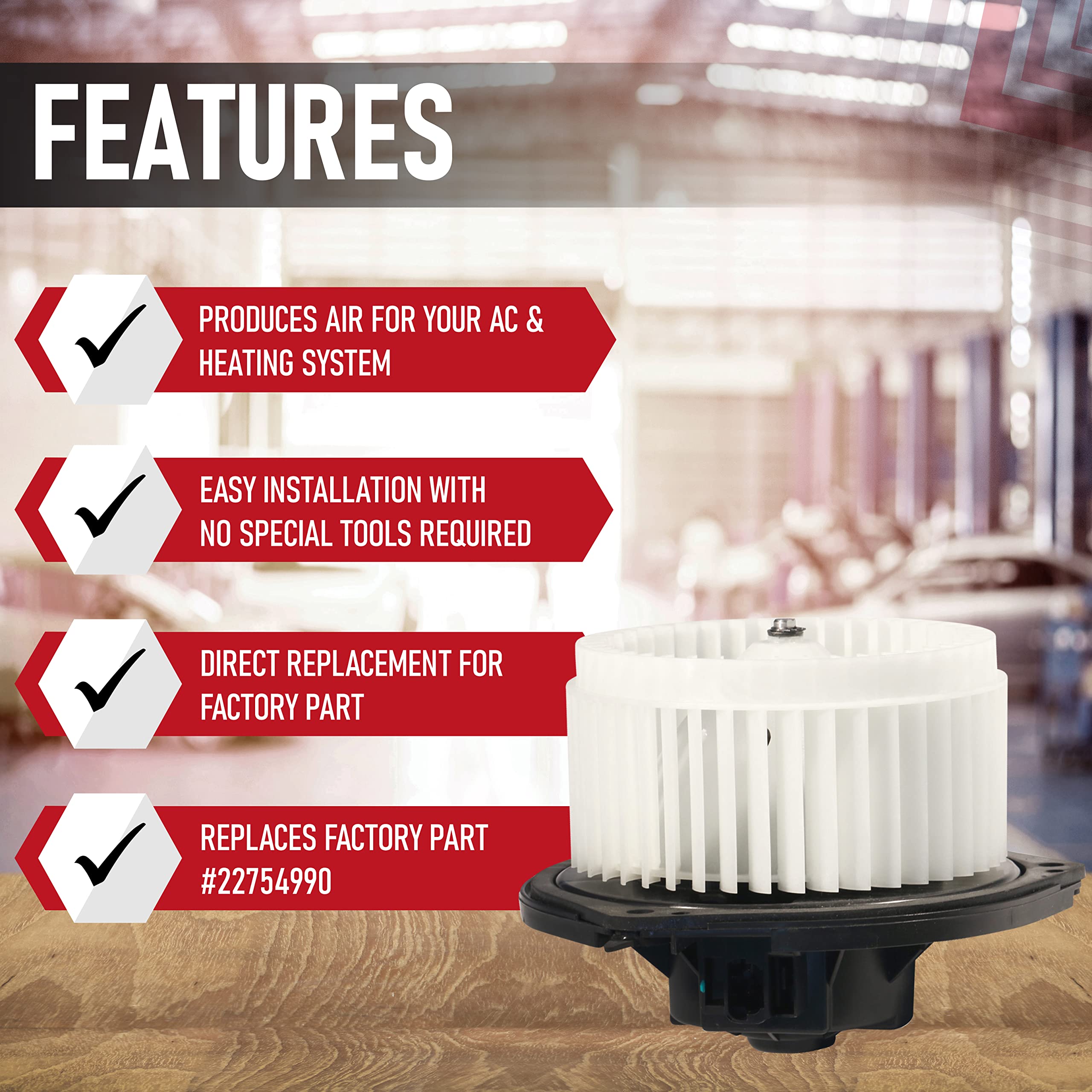 AC Blower Motor with Fan - Replaces 22754990, 15850268, 19153333 - Compatible with Chevy, Pontiac & Buick Vehicles - 2004-2016 Impala, 2004-2008 Grand Prix, 05-09 Lacrosse, 04-07 Monte Carlo - Like New