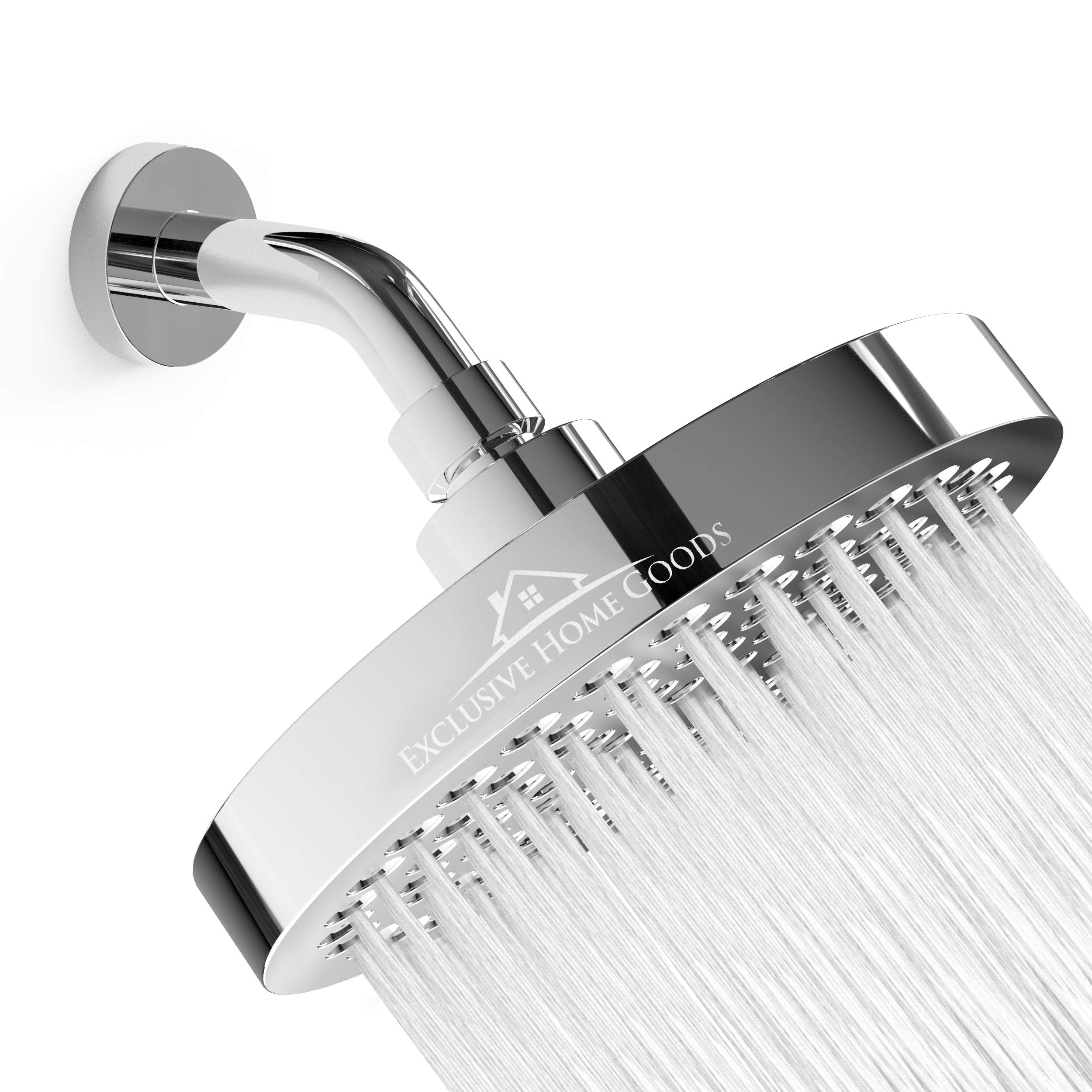 Heatsistence-Luxury Rainfall Shower Head - High-Pressure Showerhead Jets, Rain Shower Head Ant-Clog Silicone Nozzles (2.5 GPM, 6 Inch Diameter, Deluxe Chrome) - Like New