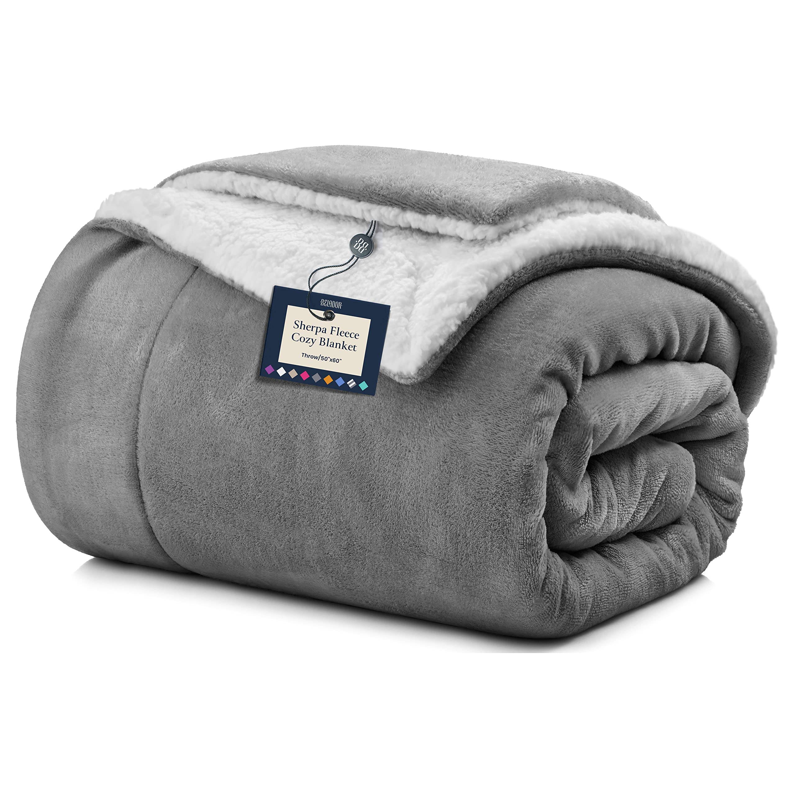 BELADOR Throw Blanket - Fleece Blankets - Soft Blanket with Sherpa Reverse Fluff - Travel Blanket for Bed, Anti-Static Blankets & Throws - Plush Lightweight Blanket, Cozy Fuzzy Couch Blanket - Like New