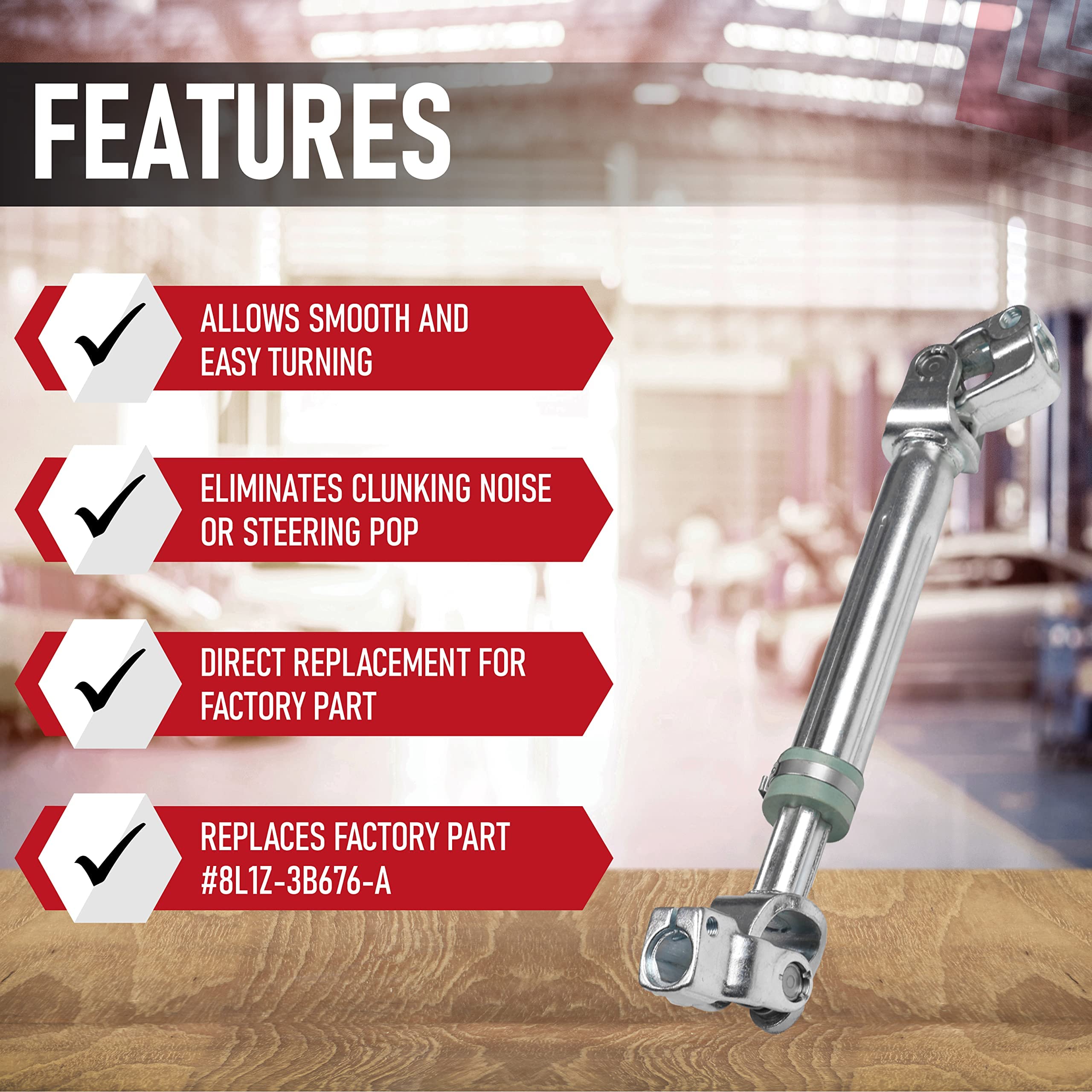 Intermediate Steering Shaft with U Joint Coupler - Replaces 8L1Z-3B676-A - Compatible with Lincoln Navigator and 2009-2014 Ford F150 and 2007-2014 Expedition - Like New