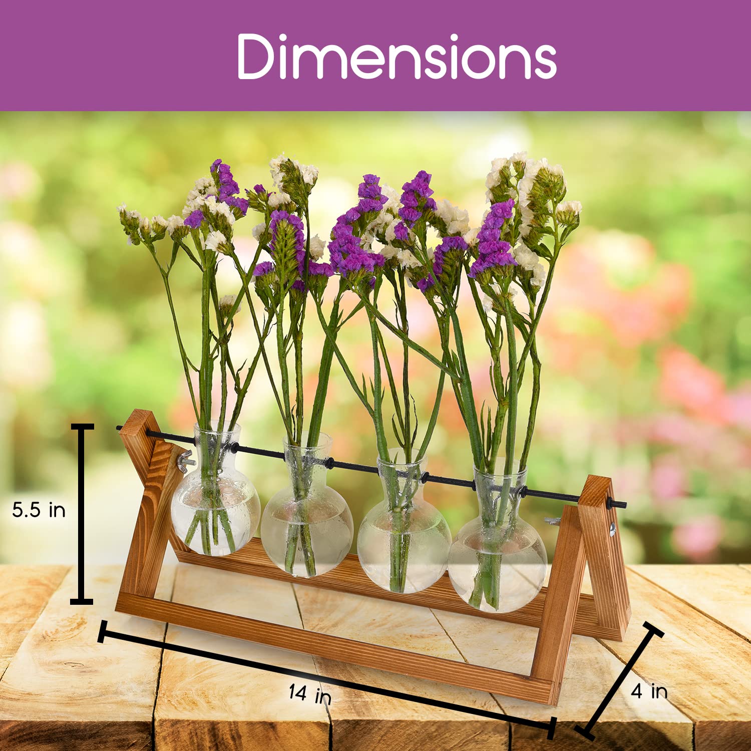 Plant Propagation Station Terrarium with Wooden Stand � Plant Terrarium Stand with 4 Glass Planters for Indoor Plants � Air Plant Holder for Women - Good