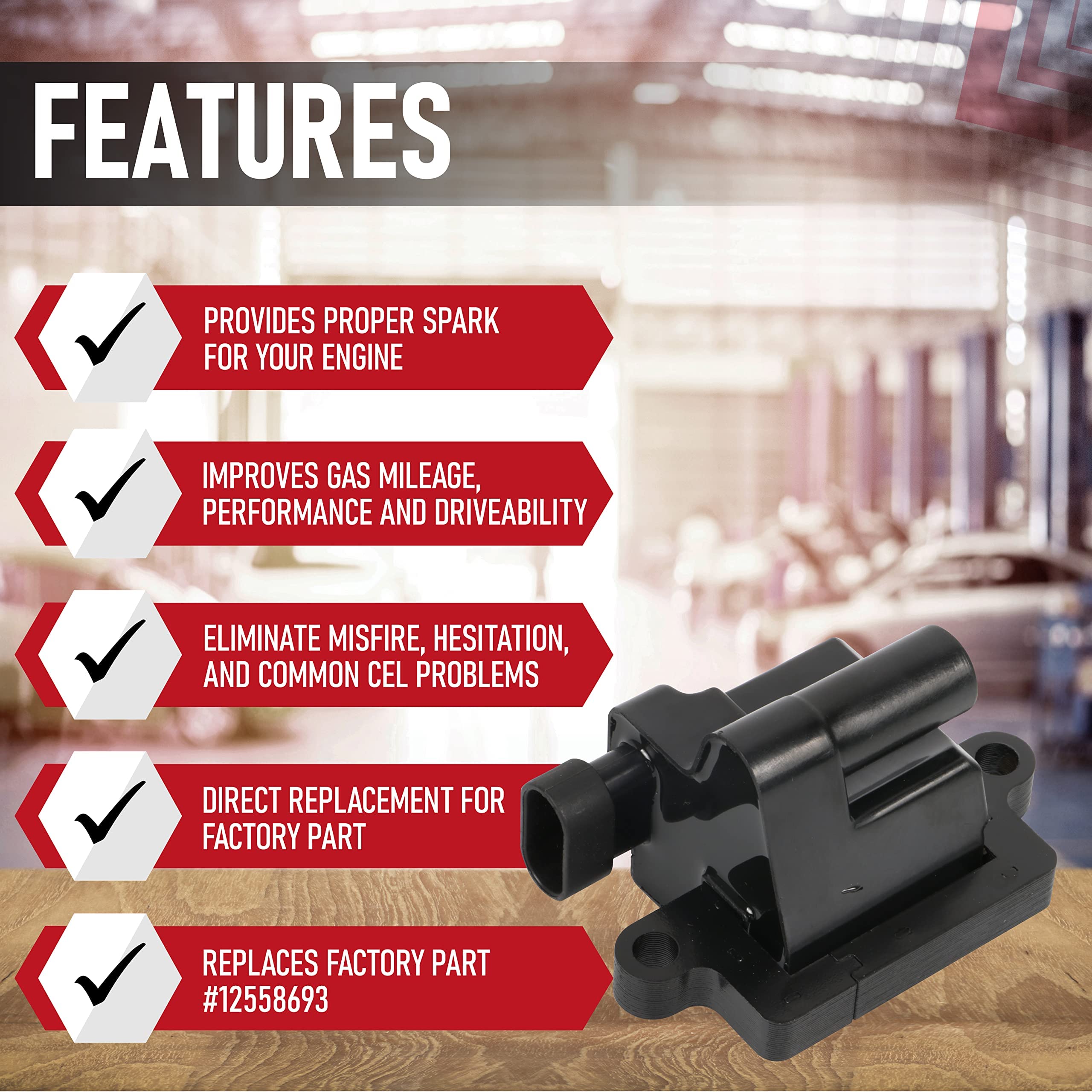 Ignition Coil Pack - Replaces 12558693, UF271, 5C1083, D581 - Compatible with Chevy, GMC & Cadillac Vehicles - Escalade, Avalanche, Silverado, Express 3500, Suburban, Tahoe, Sierra, Savana, Yukon XL - Like New