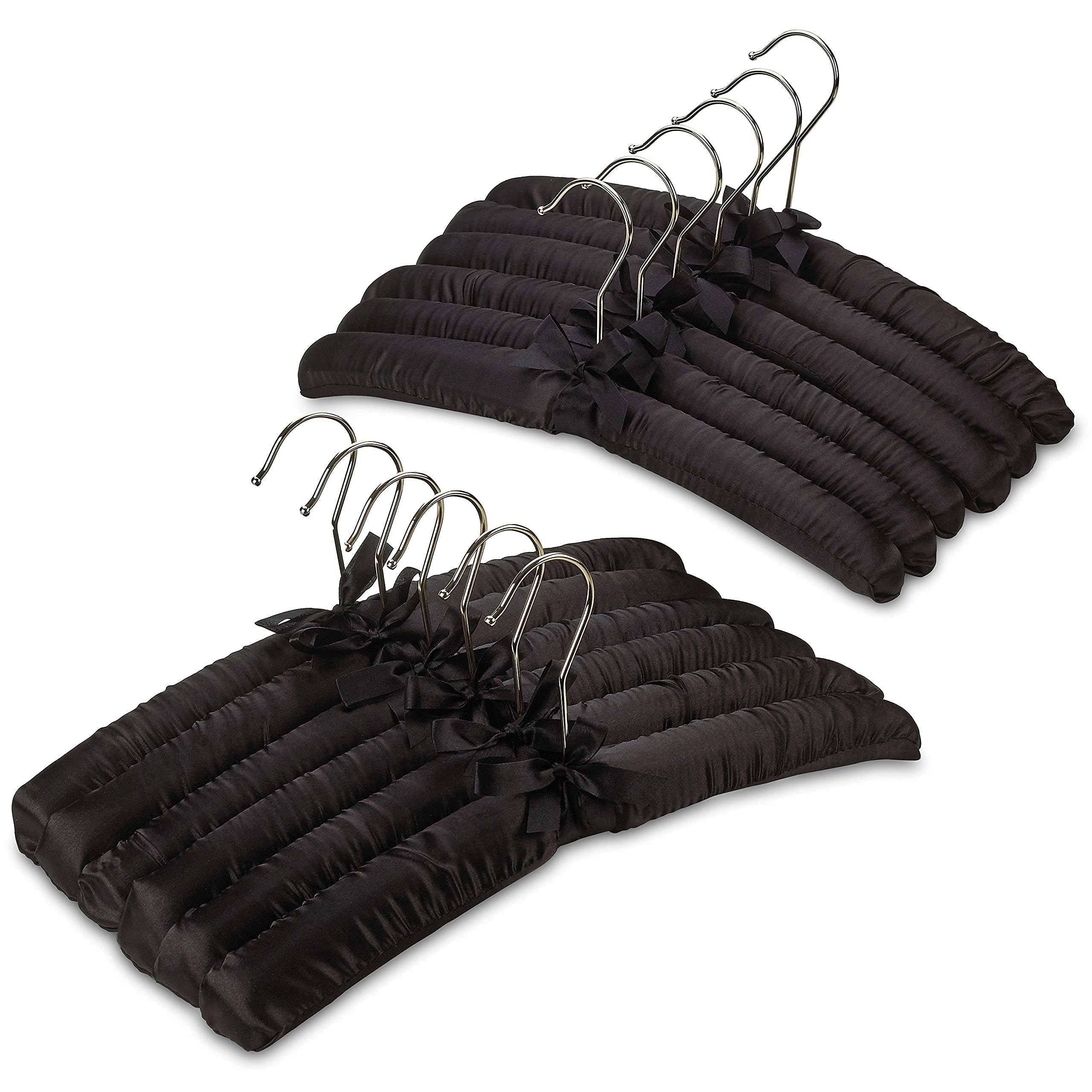 Florida Brands Padded Clothing Fabric Hangers for Women Clothing - Black, Set of 12 Premium Coat Hangers for Closet, Bride Hanger for Wedding Dress, Sweater Hangers - Like New