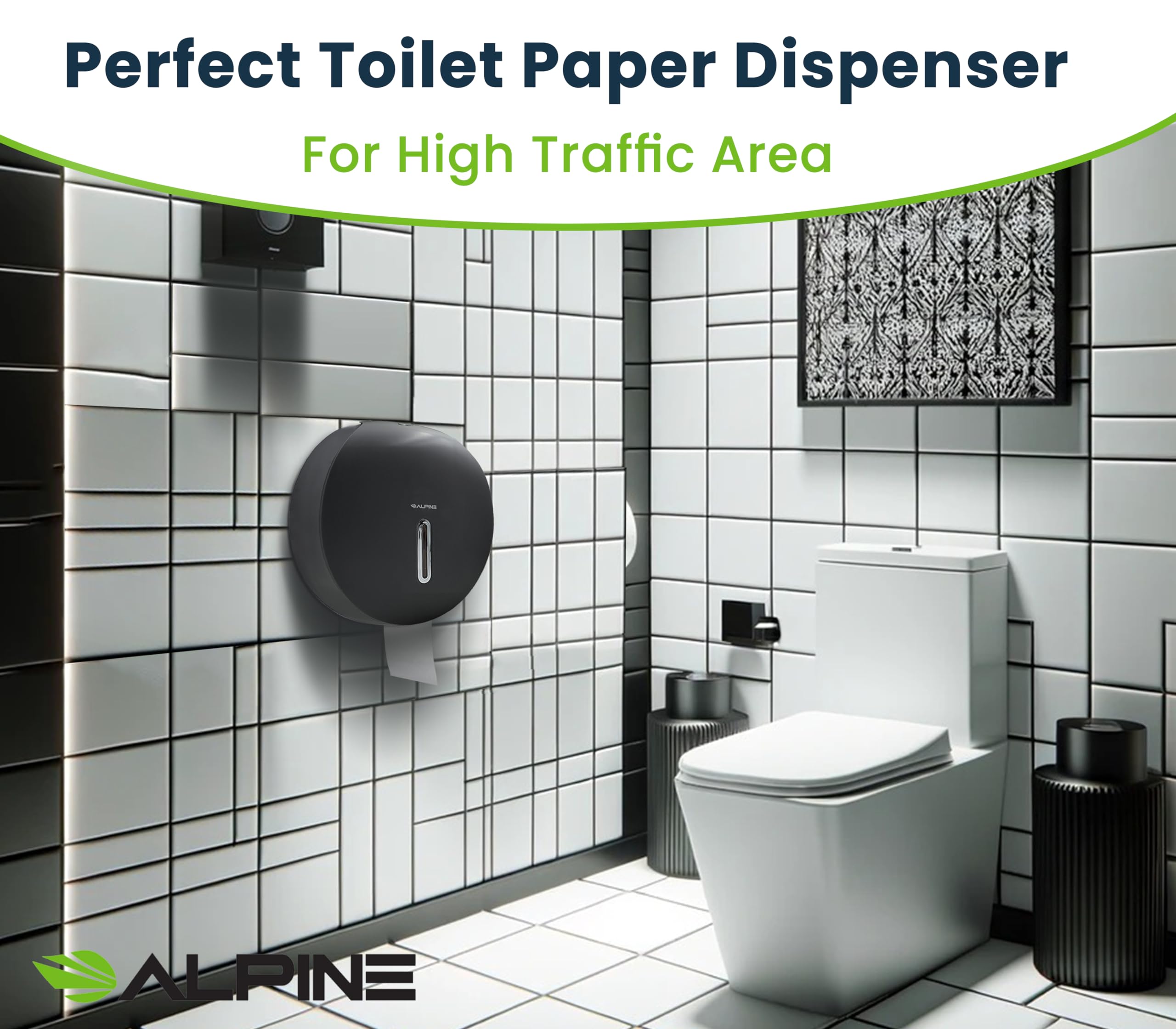 Alpine Commercial Toilet Paper Dispenser - Jumbo Toilet Paper Dispenser, Commercial Toilet Paper Holder Wall Mount, Industrial Toilet Paper Holder with Key (Gray) - Like New
