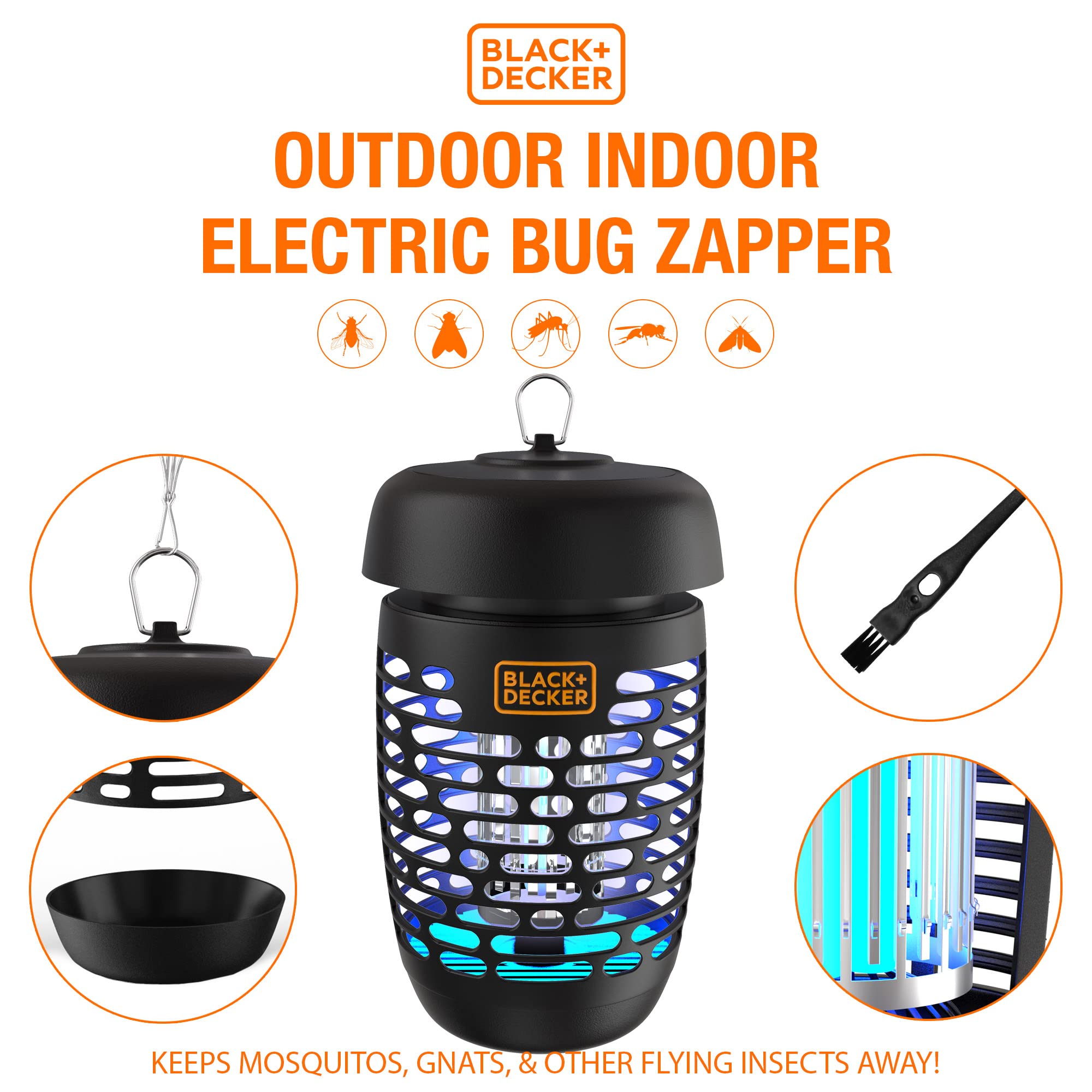 BLACK + DECKER Bug Zapper and Mosquito Repellent | Fly Trap Pest Control for All Insects, Including Flies, Gnats for Indoor & Outdoor Use 600 Sqft Coverage