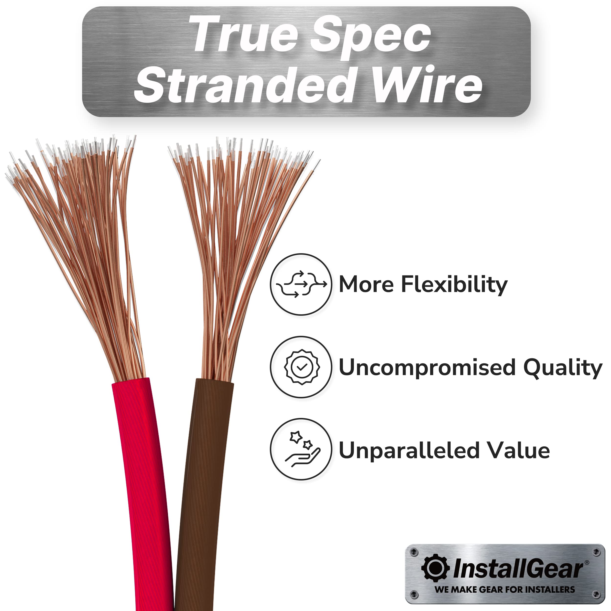 InstallGear 16 Gauge Wire AWG Speaker Wires True Spec and Soft Touch Cable Wire (100ft Red/Black) | Car Speaker Wire, Stereos, Home Theater Speakers, Surround Sound, Radio | 16 Gauge Speaker Wire  - Acceptable