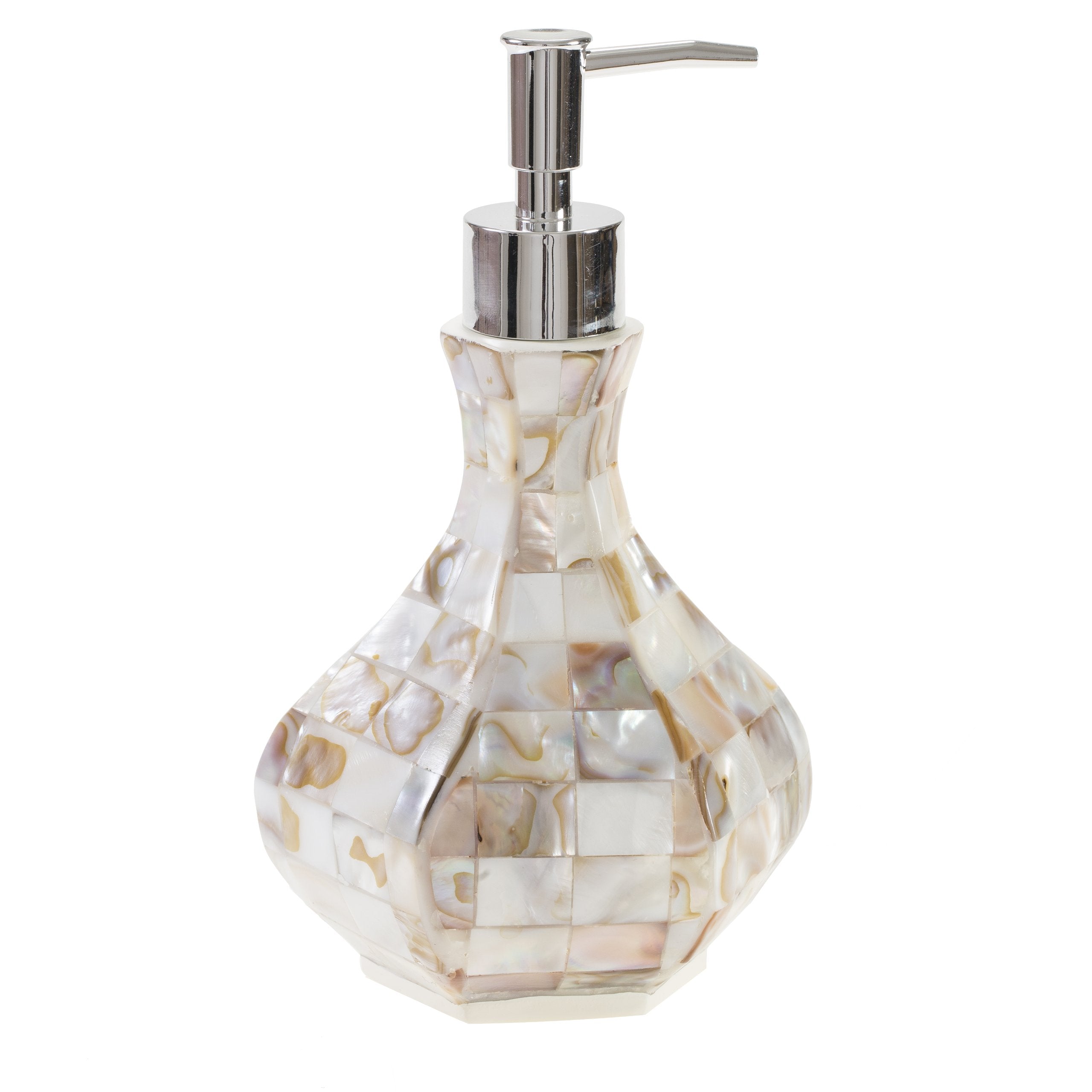Creative Scents Hand Soap Dispenser for Bathroom, Decorative Countertop Lotion Dispenser Finished in Beautiful Mother of Pearl, with Durable Pump for Elegant Bathroom Decor (Milano Collection) - Very Good