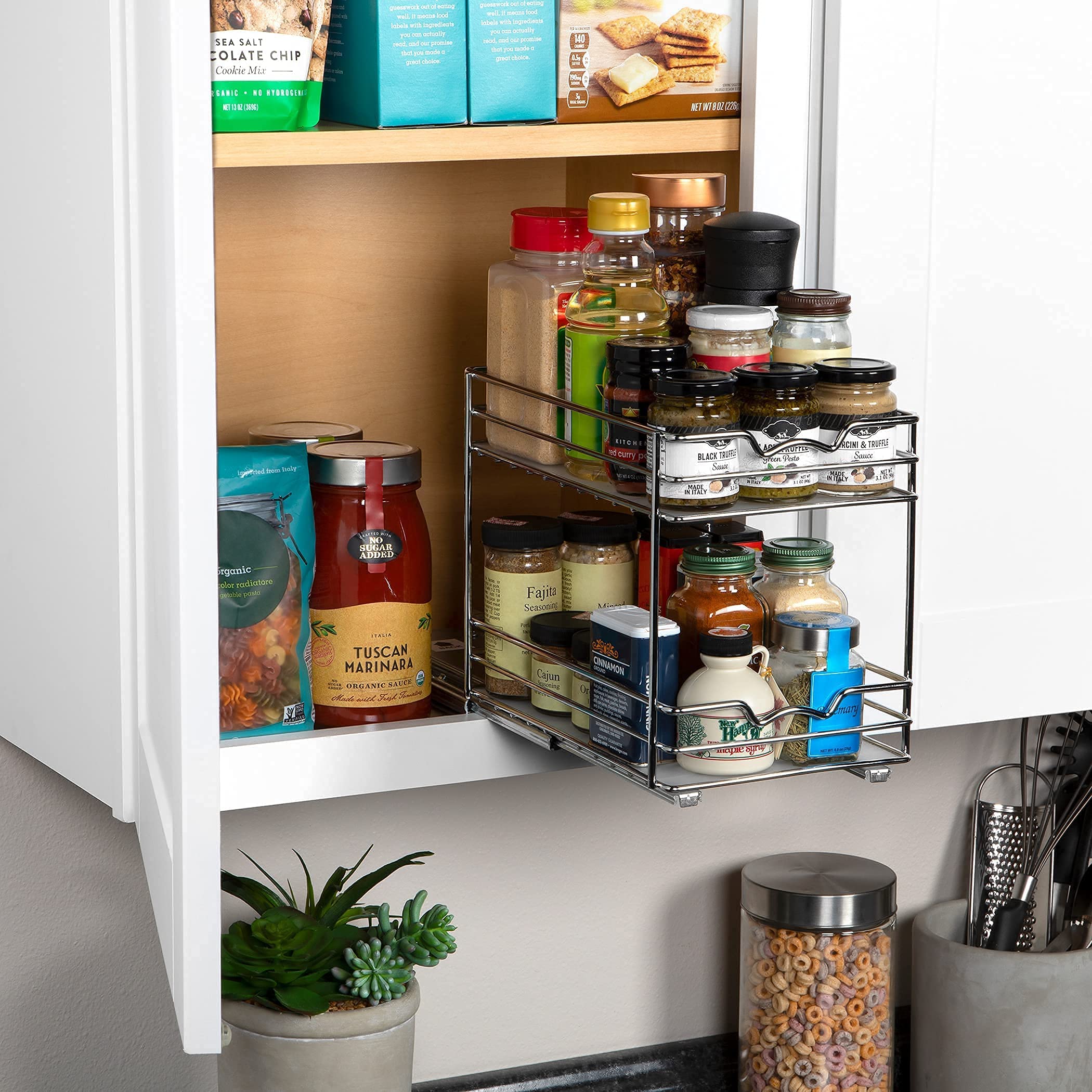 HOLDN� STORAGE Spice Rack Organizer for Cabinet, Heavy Duty - Pull Out Spice Rack 5 Year Warranty- 6" Wx10-3/8 Dx8-7/8 H Requires a 6.9� cabinet opening - Like New