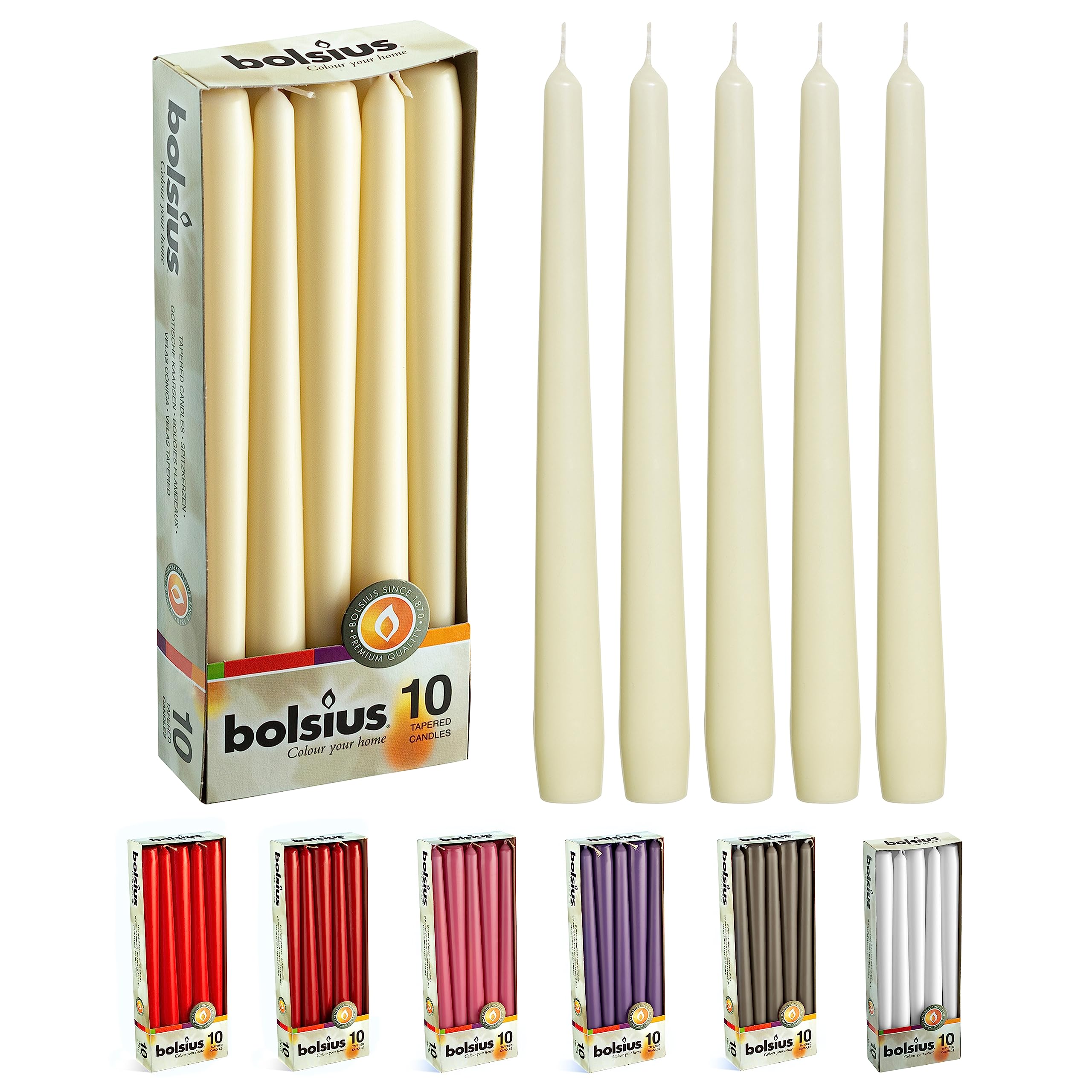 BOLSIUS Long Household Taper Candles - 10-inch Unscented Premium Quality Wax - Very Good