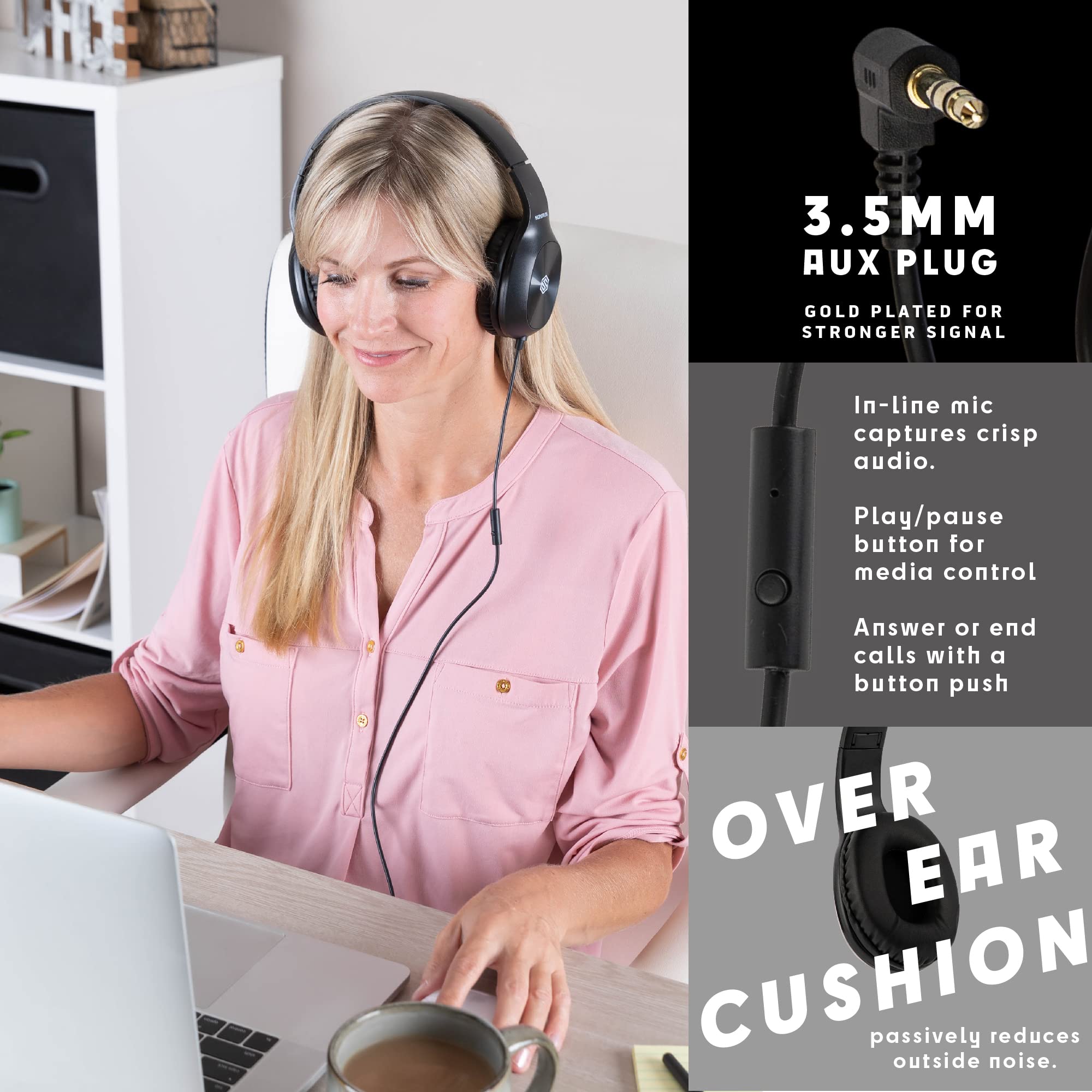 Classroom Headphones-Bulk 10-Pack, Student On Ear Comfy Swivel Earphones for Library, School, Airplane, Kids-for Online Learning and Travel, HQ Stereo Sound 3.5mm Jack  - Like New