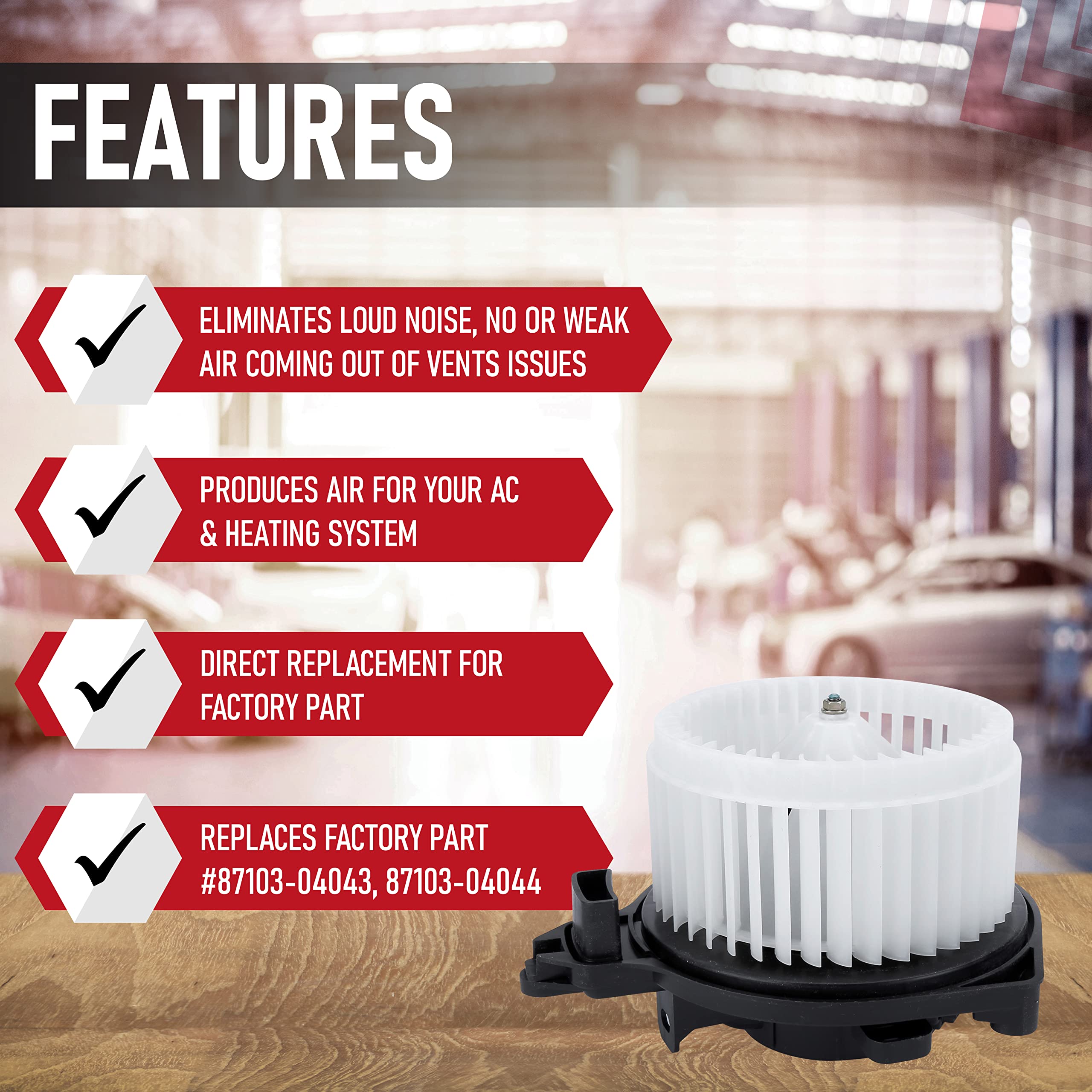 Replacement AC Blower Motor - Fits Toyota Tacoma 2005, 2006, 2007, 2008, 2009, 2010-2015 - Replaces 87103-04044, 700188, PM9297, 75846 - Air Conditioning Motor Fan Assembly - Very Good