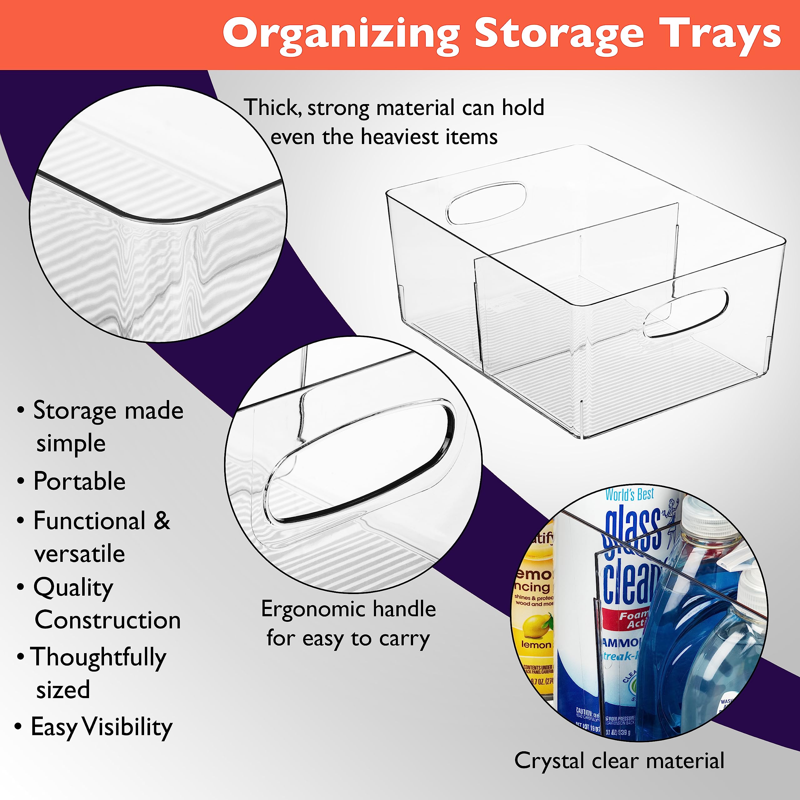 ClearSpace Plastic Storage Bins with Divider � Perfect Kitchen Organization or Pantry Storage � Fridge Organizer, Pantry Organization and Storage Bins, Cabinet Organizers  - Like New