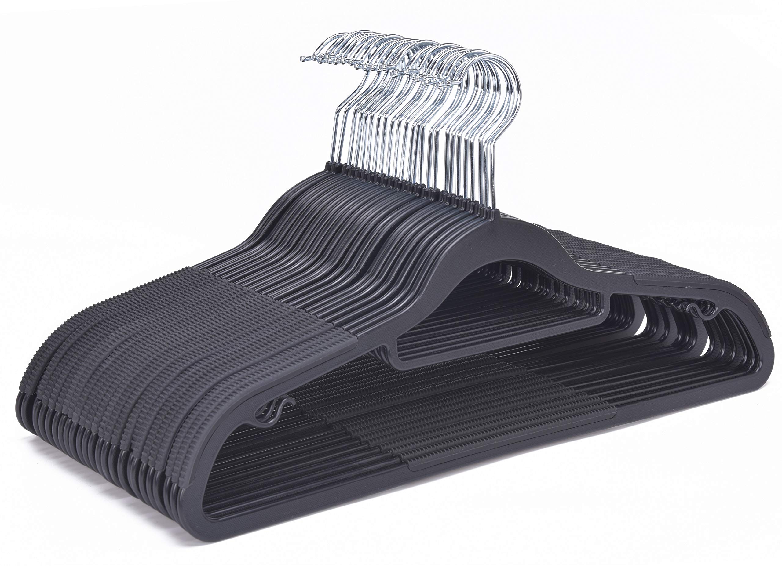 Quality Plastic Non Velvet Non-Flocked Thin Compact Hangers Black Swivel Hook (20) - Like New