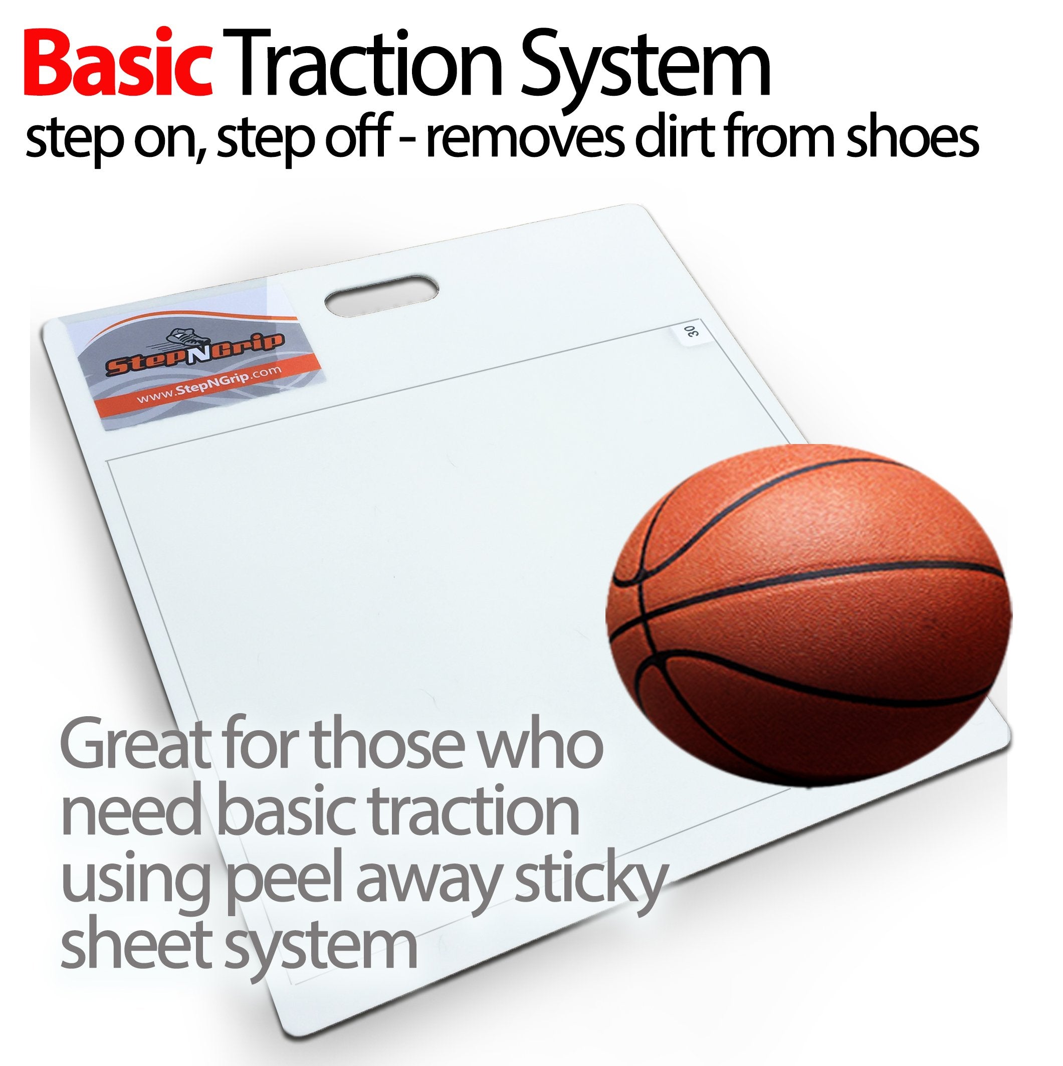 StepNGrip Courtside Basketball Sticky Mat White, Basic Model with 15" x 18" Replaceable Sheets Basketball Shoe Grip Enhancer, Sticky Pad for Basketball Shoes, Step and Grip Basketball Sticky Pad - Like New