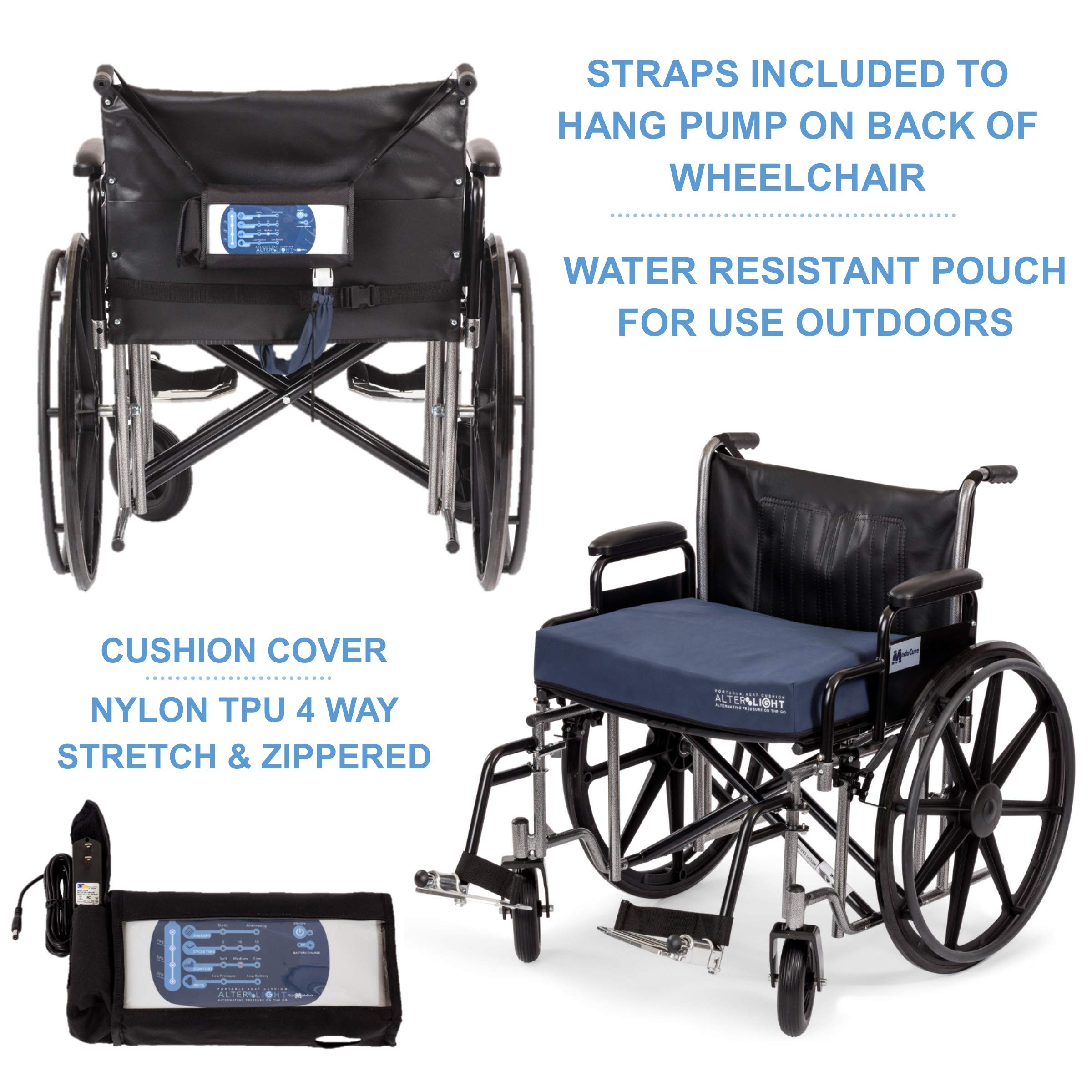Alter Light Alternating Pressure SEAT Cushion with Low AIR Loss for WHEELCHAIRS, GERI Chairs, Mobility Scooter and CAR - Like New