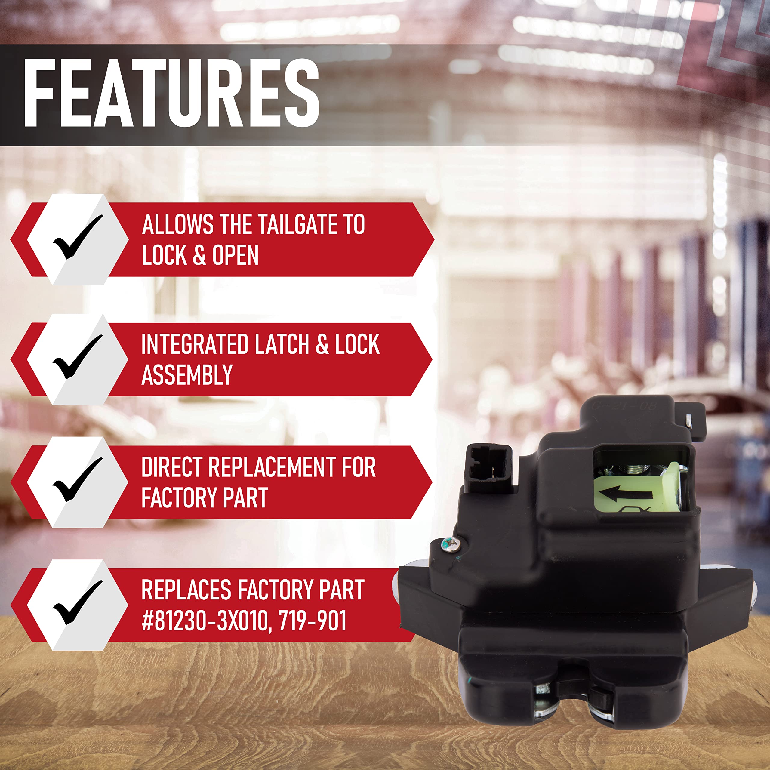 Replacement Tailgate Trunk Latch Lock Actuator - Compatible with Elantra 2011, 2012, 2013, 2014, 2015, 2016 - Replaces 81230-3X010, 719-901, 812303X010 - Integrated Liftgate Latch Assembly - Very Good