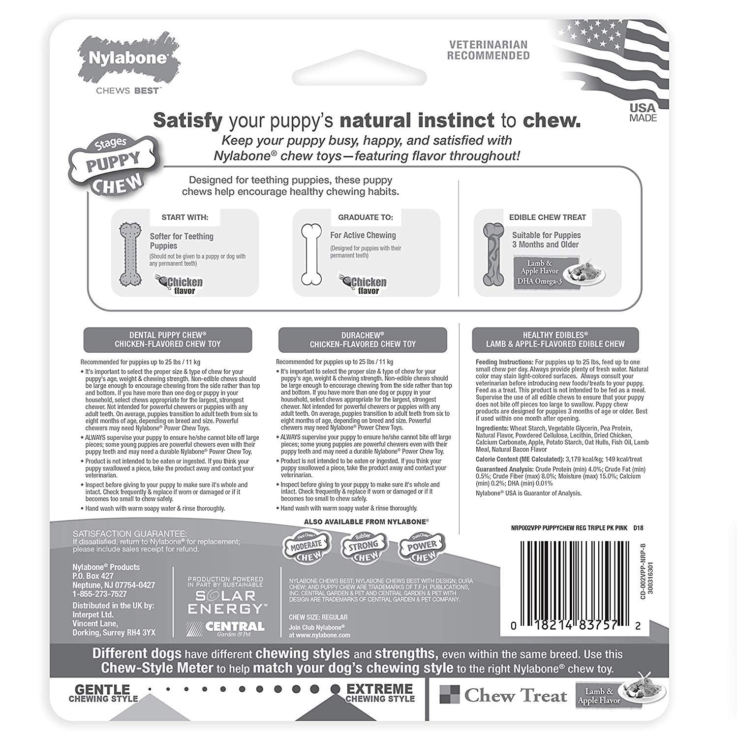 Nylabone 3 Count of Puppy Triple Packs, 2 Toys and 1 Treat Each, Made in The USA3