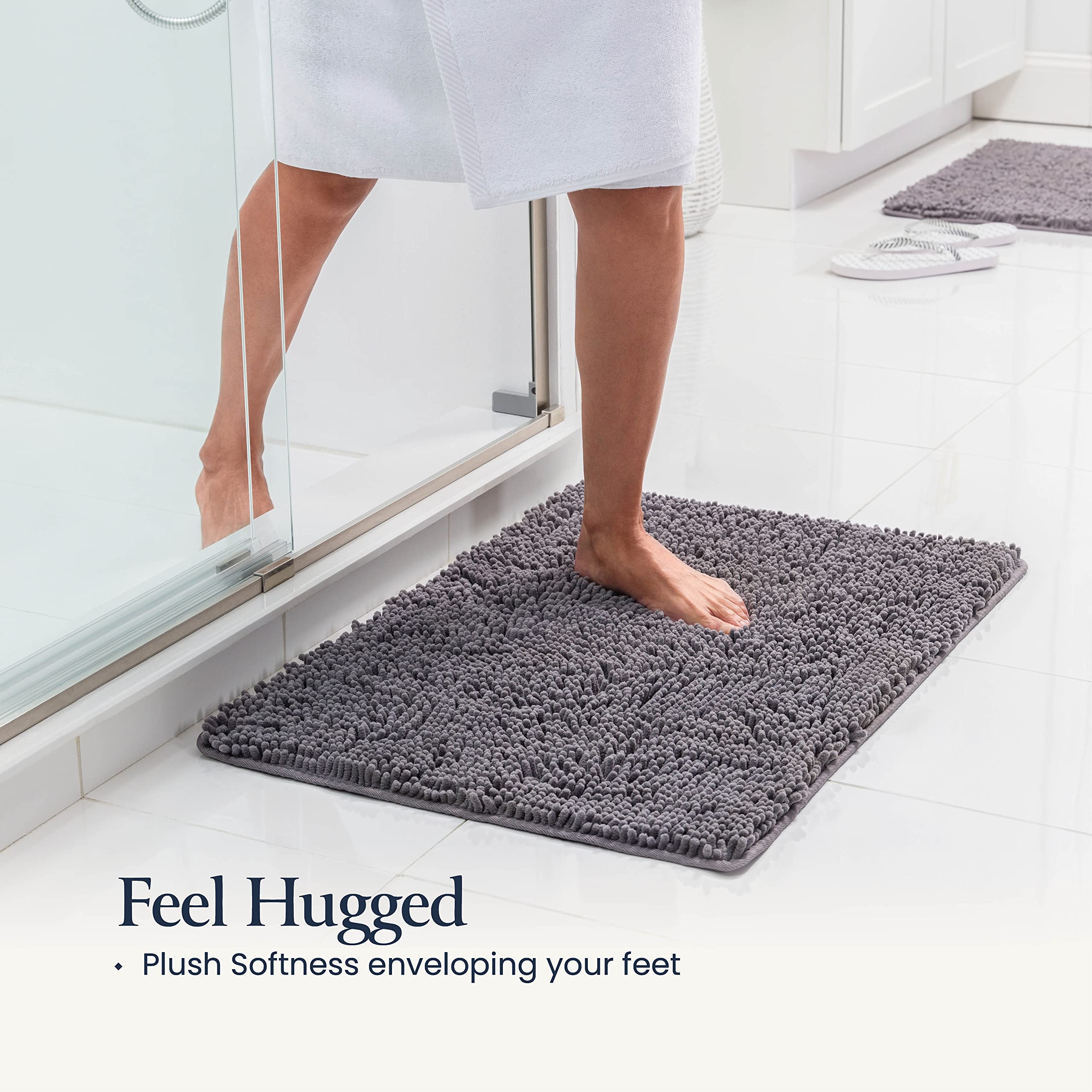 BELADOR Bathroom Rugs Sets 2 Piece - Plush Bath Mat Set Quick-Dry Soft Chenille Bathroom Mat with Rubber Backing, Absorbant Bathroom Rug Set, Washable Bath Rugs for Bathroom- Bath Mats 24x17 + 30x20 - Like New