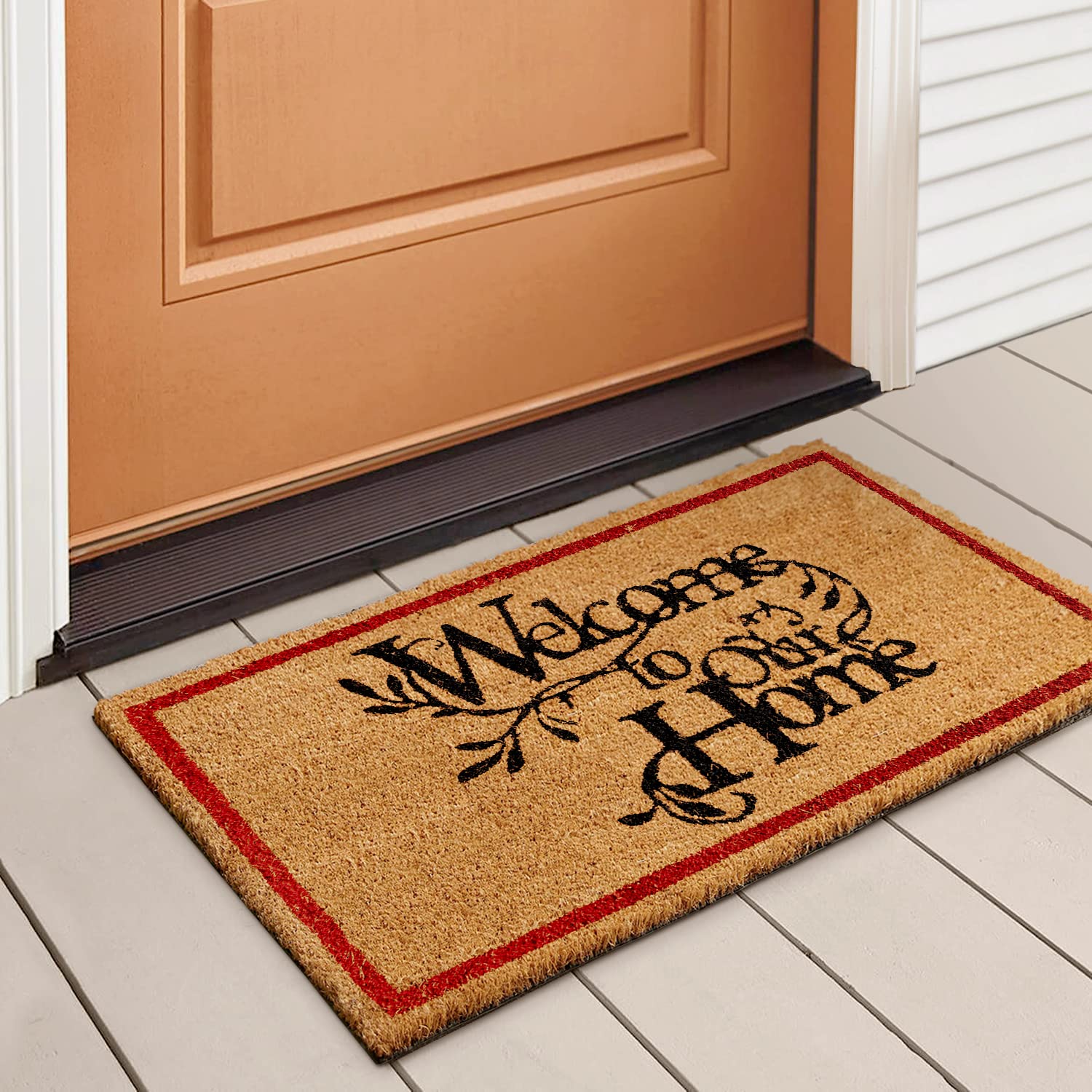 LuxUrux Welcome Mats Outdoor Coco Coir Doormat, with Heavy-Duty PVC Backing - Natural - Perfect Color/Sizing for Outdoor uses. - Acceptable