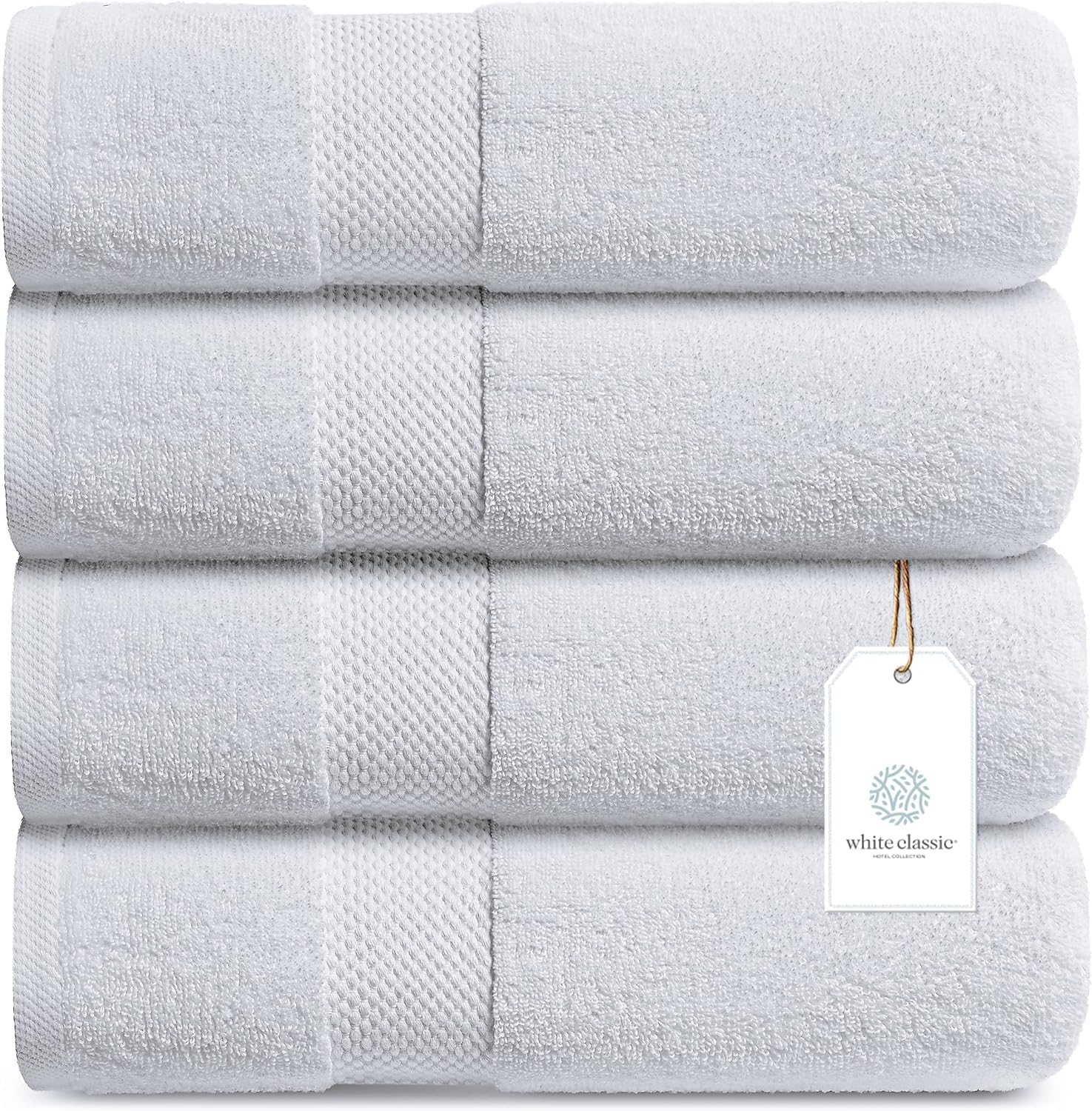 Luxury White Bath Towels Extra Large | 100% Soft Cotton 700 GSM Thick 2Ply Absorbent Quick Dry Hotel Bathroom Towel | 27x54 Inch | White | Set of 4 - Acceptable