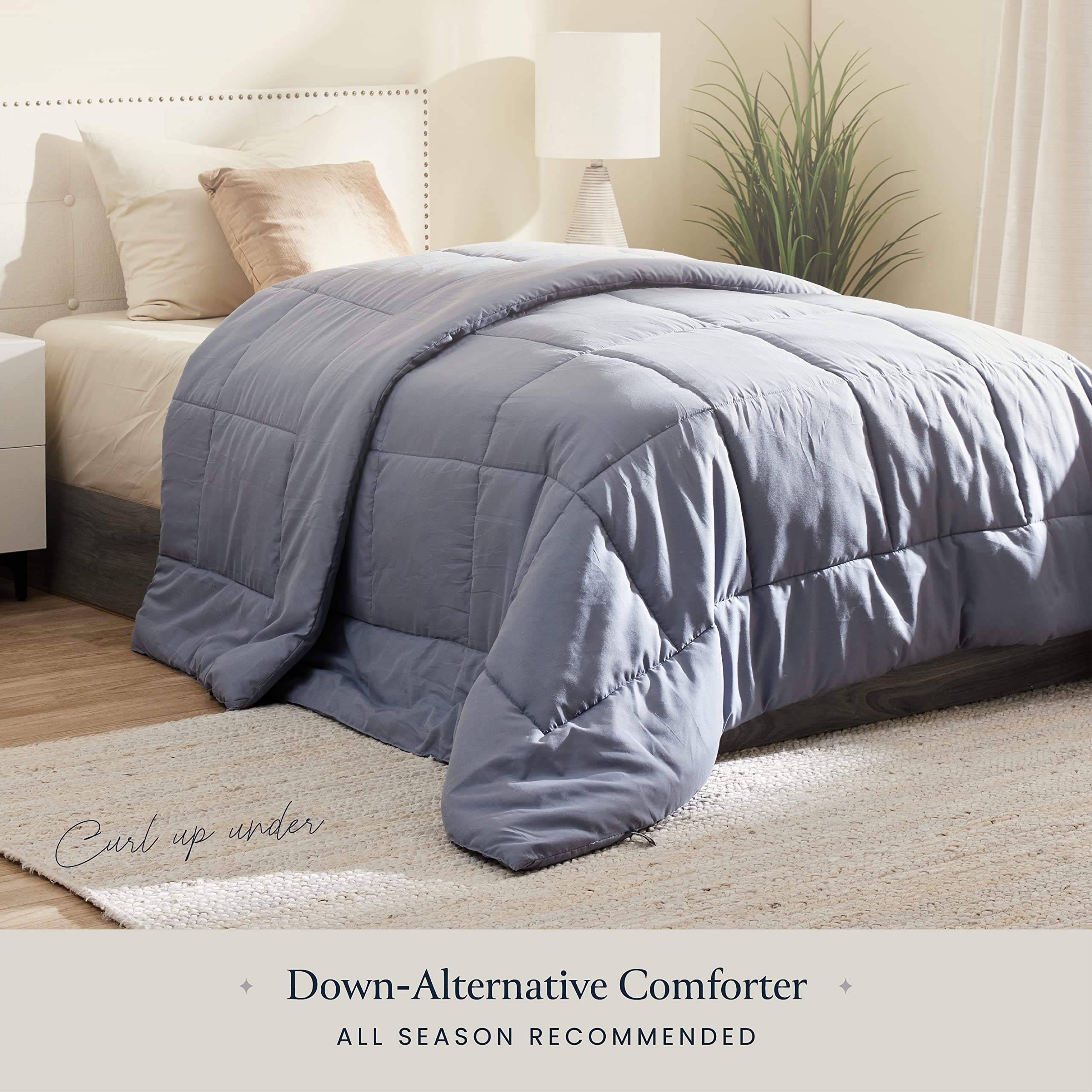 BELADOR All-Season Comforter Duvet Insert Full Size Bed Comforter - Down Alternative Comforters, Mid-Plush Lightweight Comforter, Box Quilted Siliconized Fiberfill Oeko-Tex Hotel Comforter - Like New