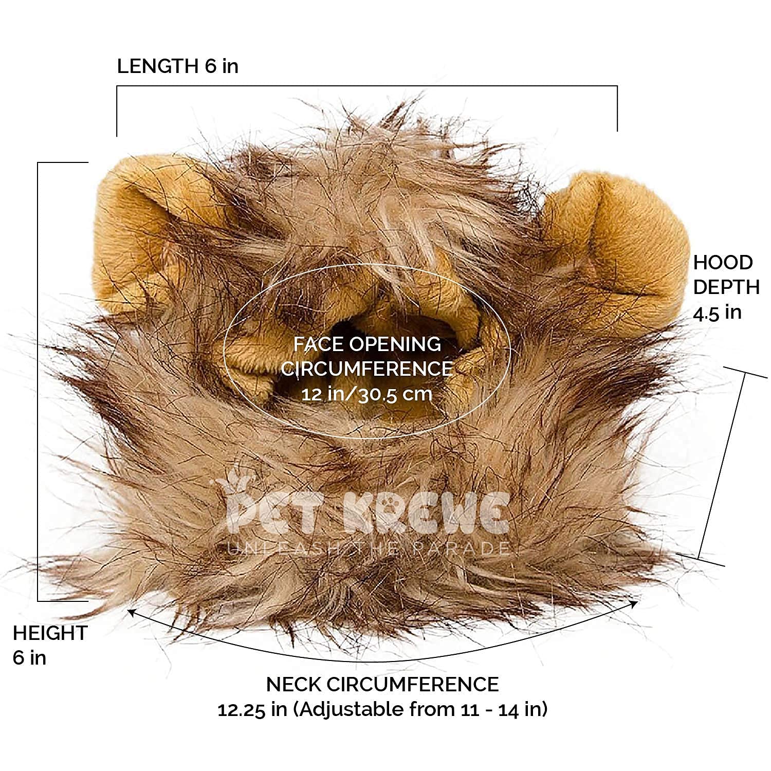 Pet Krewe Lion Mane Costume - Lion Mane for Cats - Fits Neck Size 8”-14” - Perfect for Christmas Holiday, Halloween, Parties, Photo Shoots and Gifts for Cat Lovers - Like New