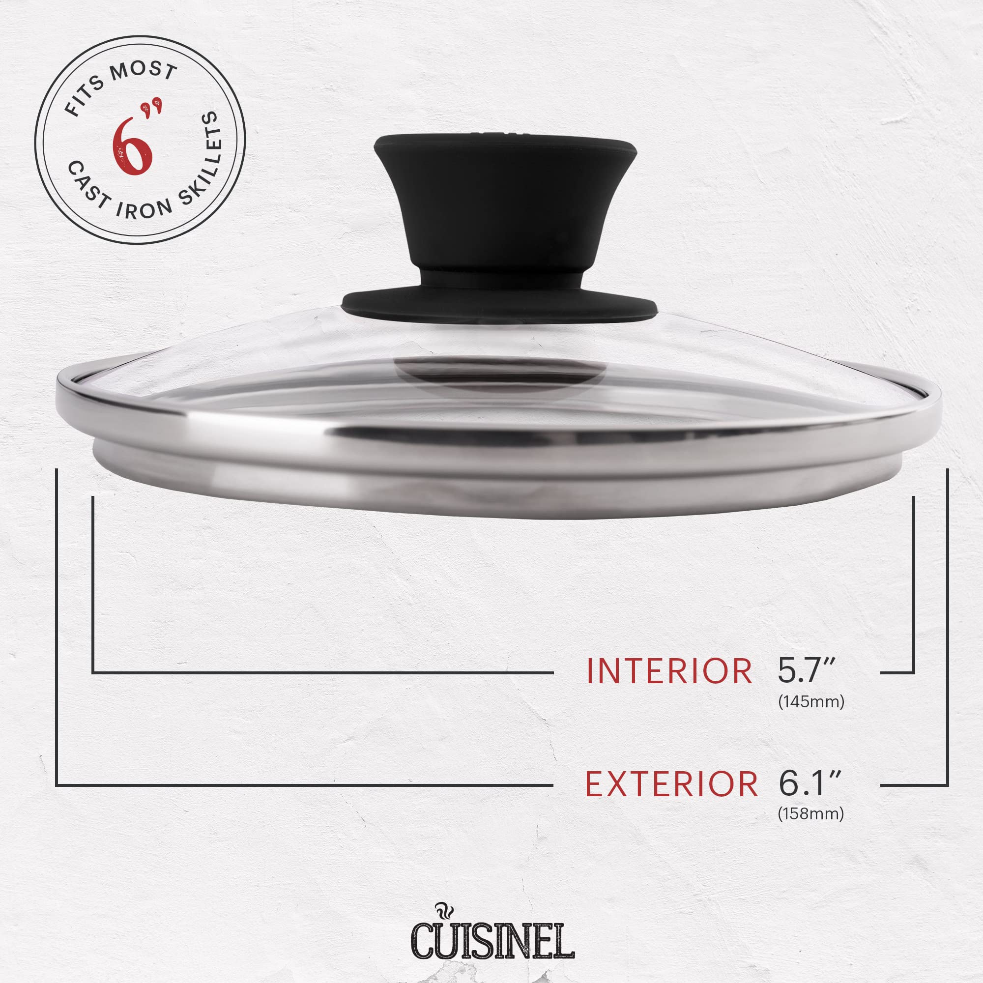 Cuisinel Cast Iron Skillet Glass Covers with Steam Vent Hole - Fits Lodge - Lids for All Universal Cookware  - Like New