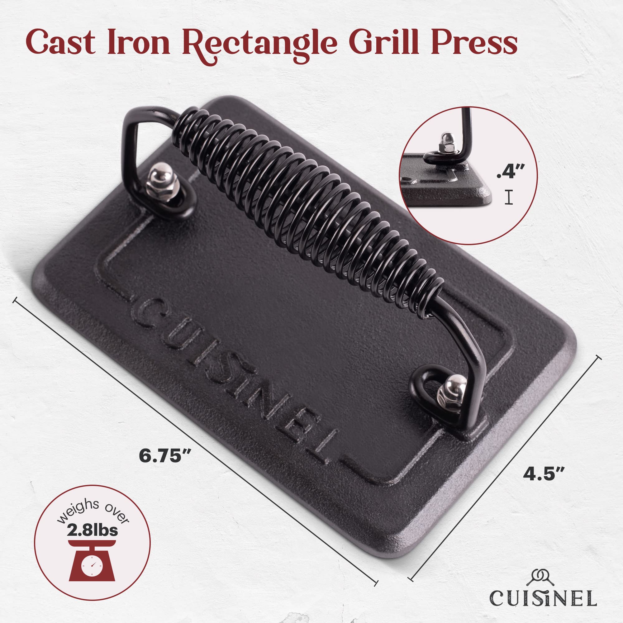 Cuisinel Cast Iron Griddle/Grill - Pre-Seasoned Reversible Blackstone Cover BBQ Accessories + Burger Hamburger Press Smasher + Pan Scraper/Cleaner for Skillets Frying Pans - Indoor/Outdoor  - Acceptable