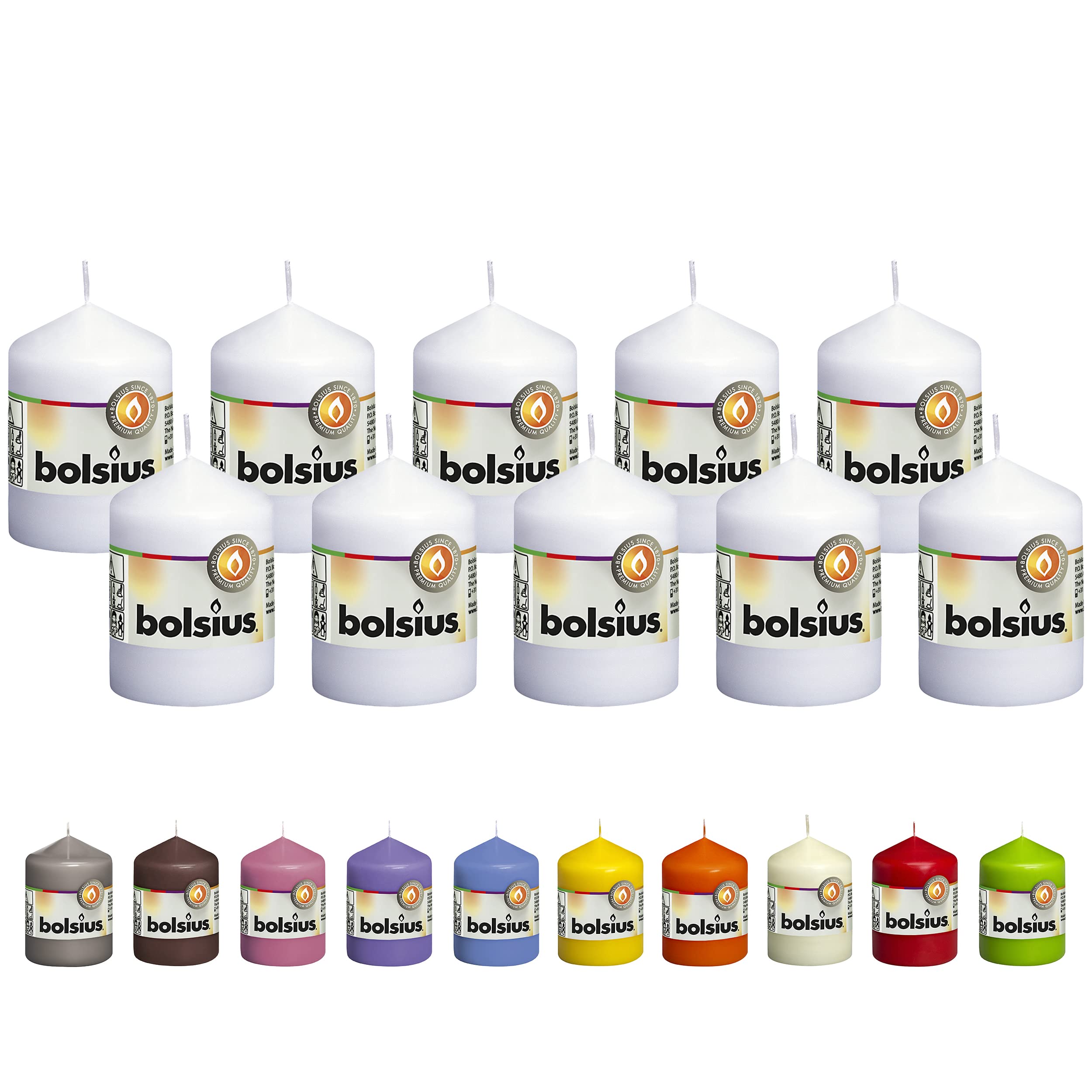 BOLSIUS 10 Pillar Candles - 2.25 x 3.25 Inches - Premium European Quality - Individually Wrapped - Like New