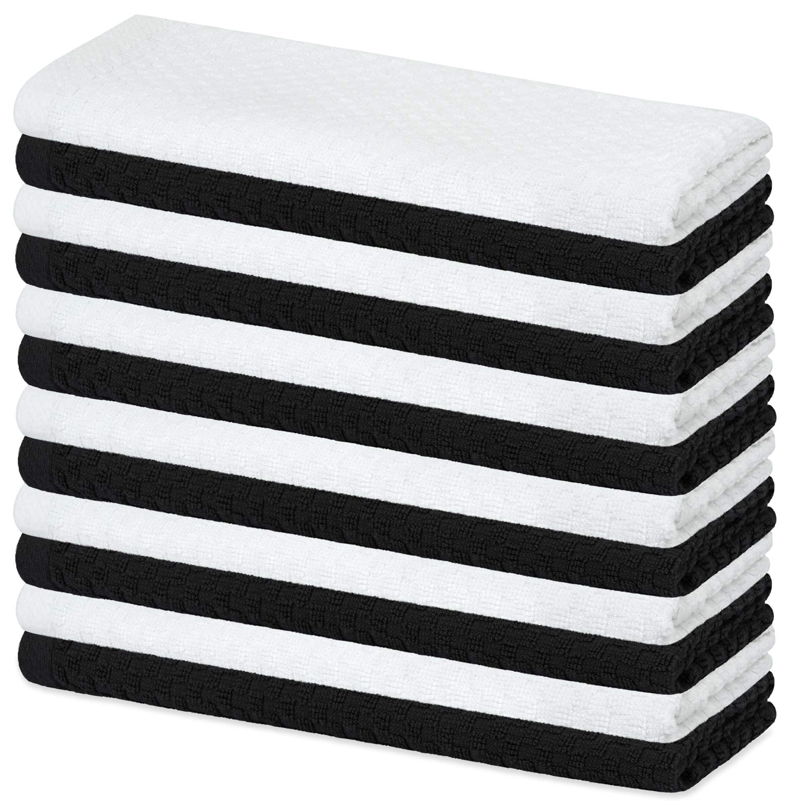 Kitchen Towels (12 Pack, 15 x 26 Inch) Cotton - Machine Washable - Extra Soft Set of 12 Dobby Weave Dish Towels, Tea Towels, Bar Towels - Very Good