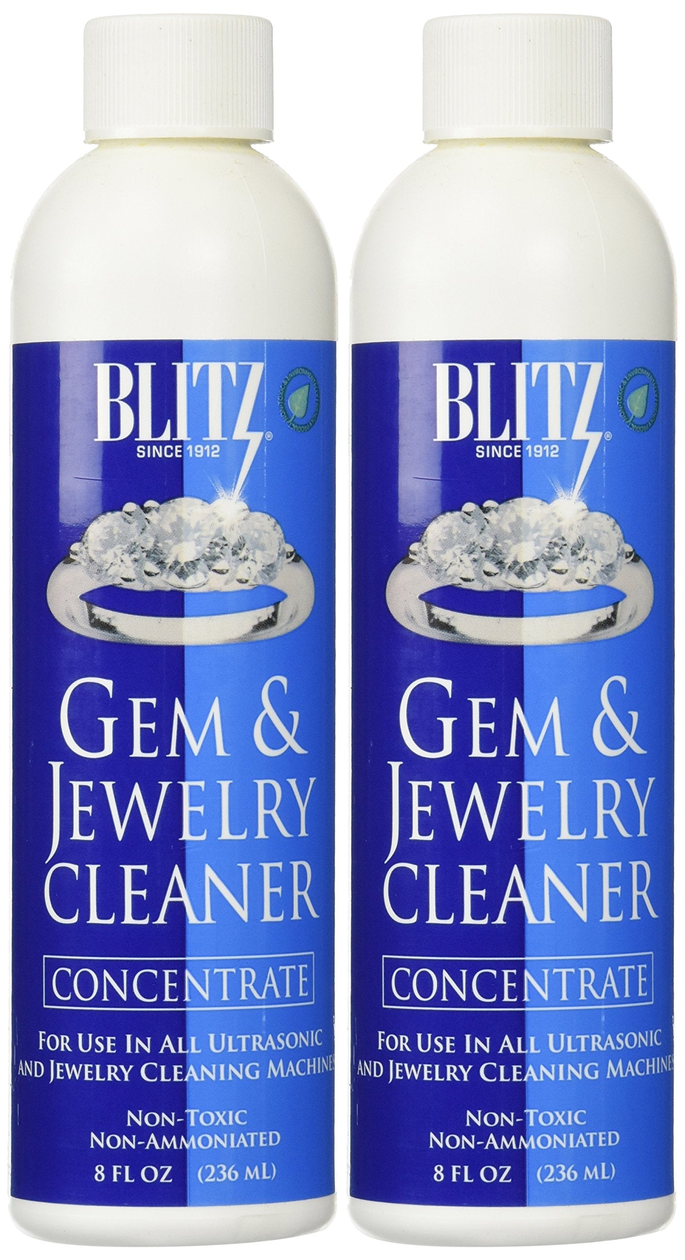 Blitz 653 Gem & Jewelry Non-Toxic Cleaner Concentrate for use in Cleaning Machines, 8 Ounces, 2-Pack - Like New