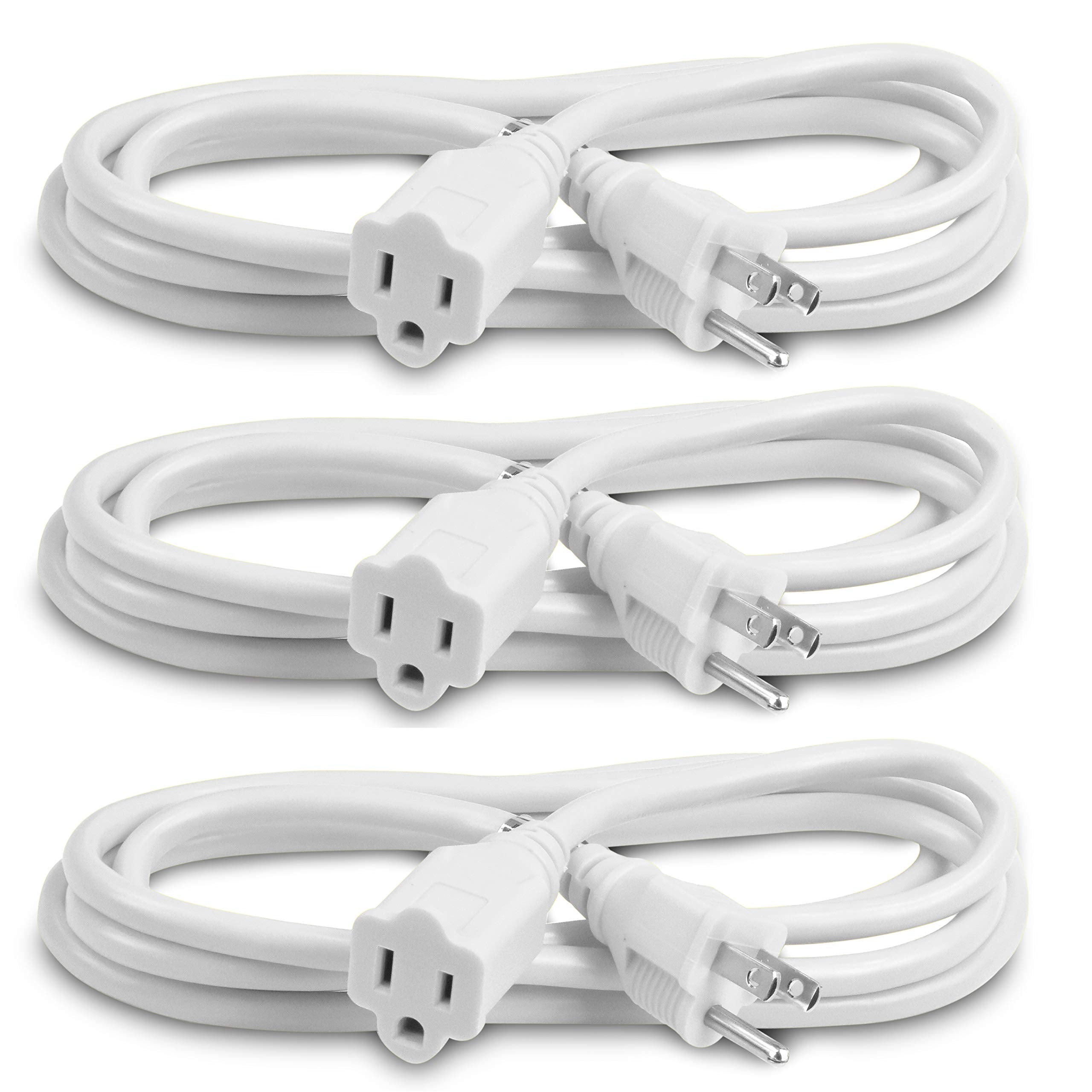 BindMaster Heavy Duty Extension Cord/Wire Power Cable, Indoor/Outdoor, 16/3, Single Outlet, 15 Feet, UL Listed, White (3 Pack) - Very Good
