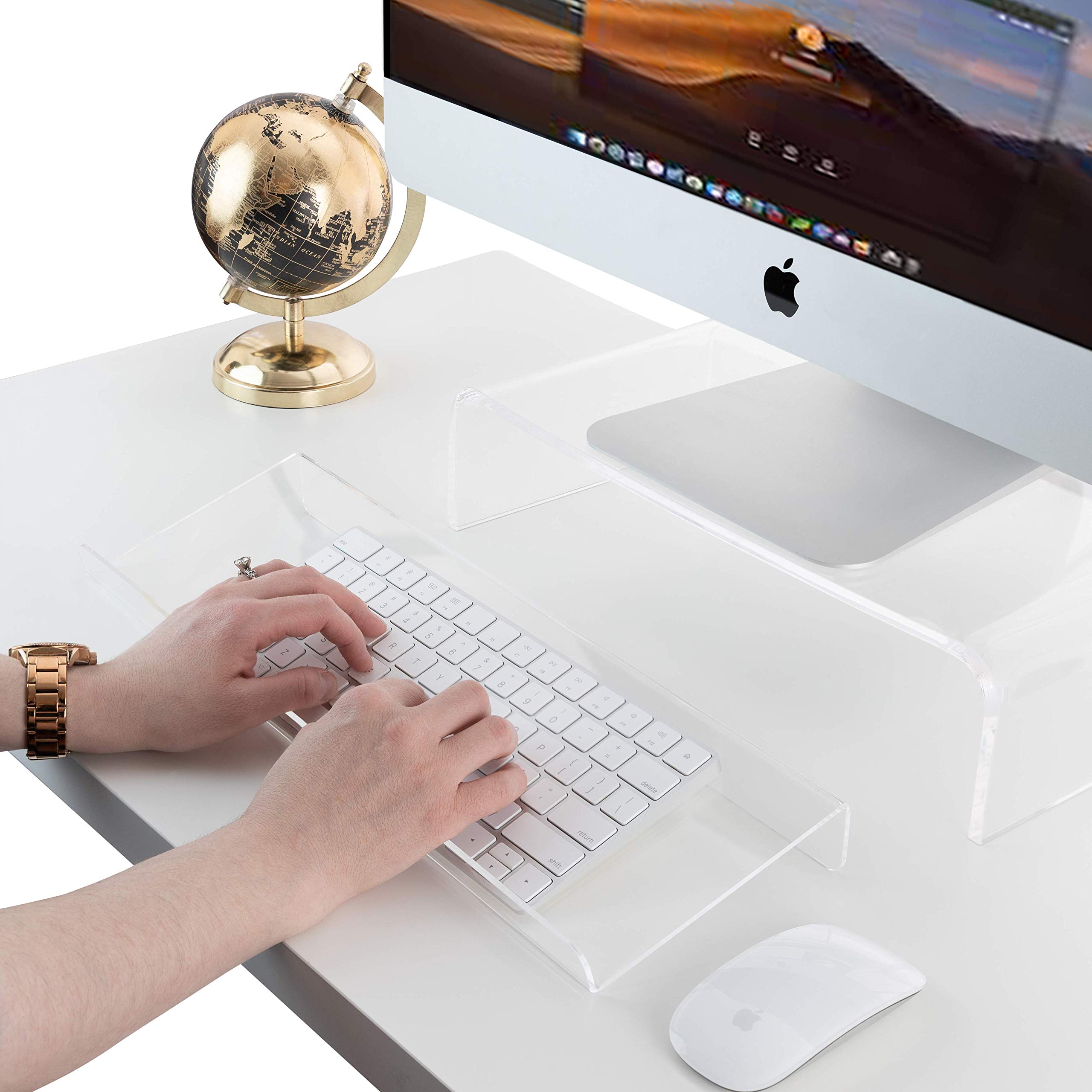 Homeries Acrylic Monitor Stand (3.7 Inches High) | Universal Computer Riser for Home, Office, Business, Desk, Gamers | Multi Media Platform Lift for Laptop, Printer - Good