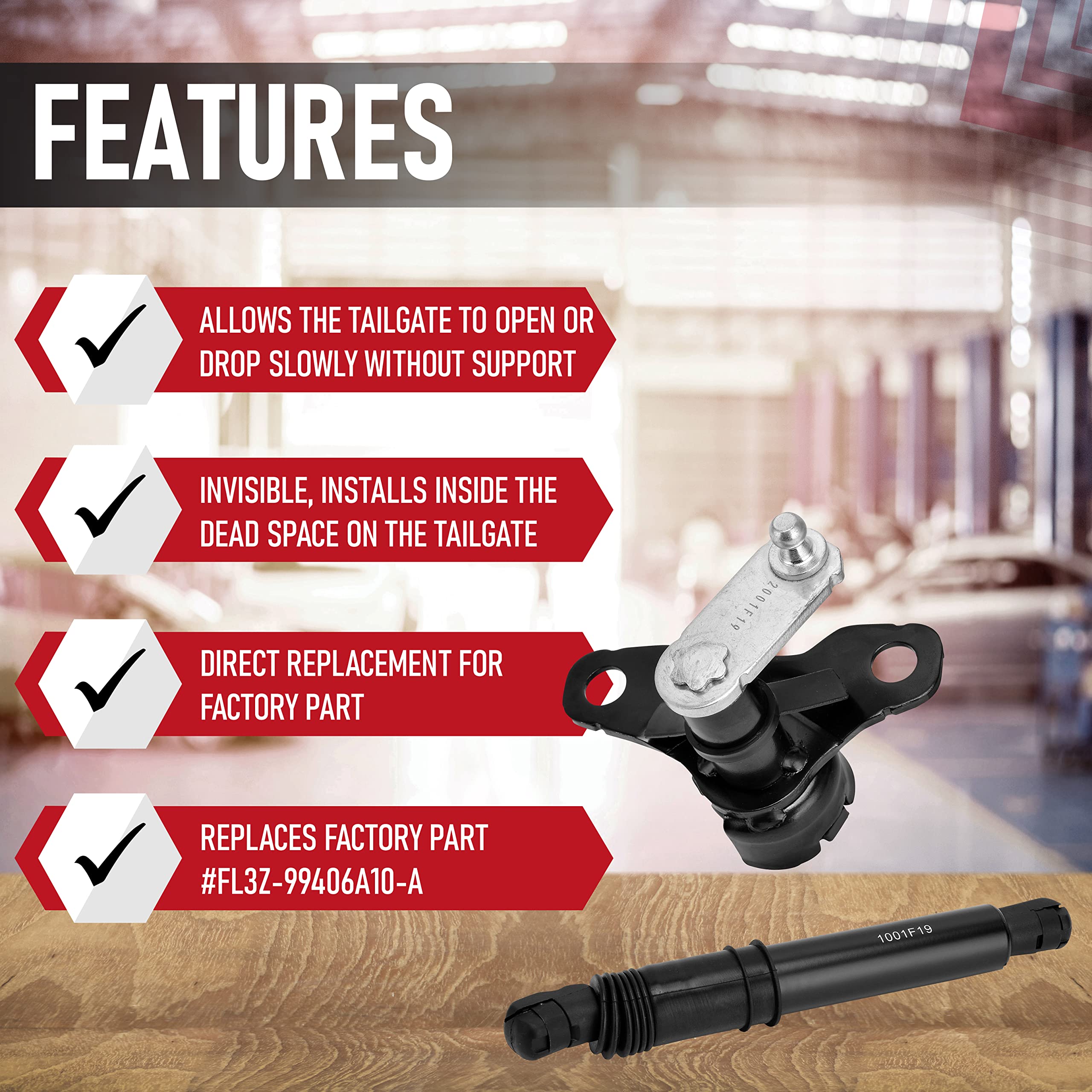 Tailgate Damper Kit - Compatible with Ford F-150 2015, 2016, 2017, 2018, 2019, F-150 Raptor 2017-2019 - Replaces FL3Z-99406A10-A, FL3Z99406A10A - Tail gate Assist Shock Strut - Lift Support Kit - Like New