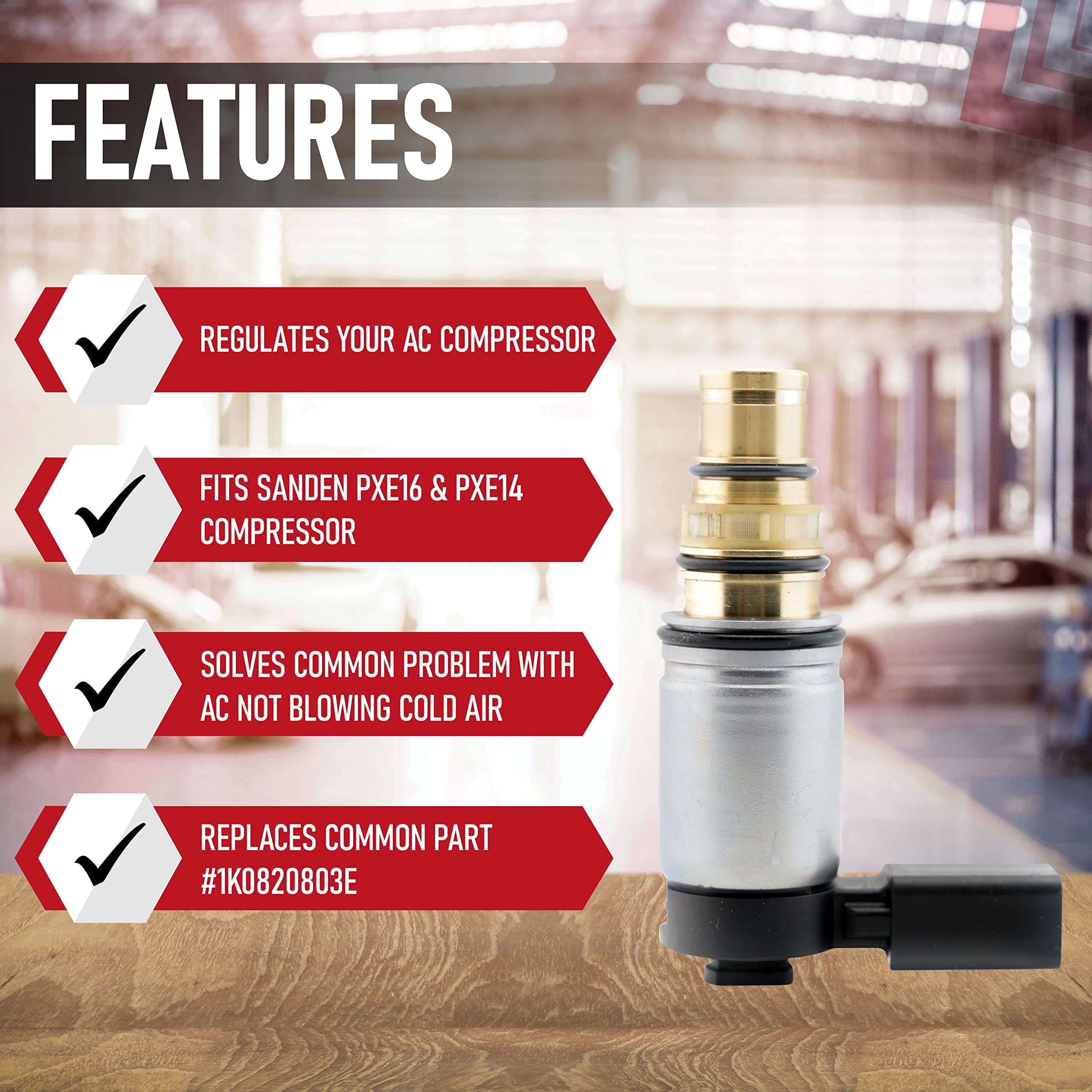 AC Compressor Control Solenoid Valve Compatible with Volkswagen, Audi models with Sanden PXE16 PXE14 1K0820803E - VW GTI, Golf, Passat, Tiguan, Jetta TDI, A3 - Pressure Valve - Like New
