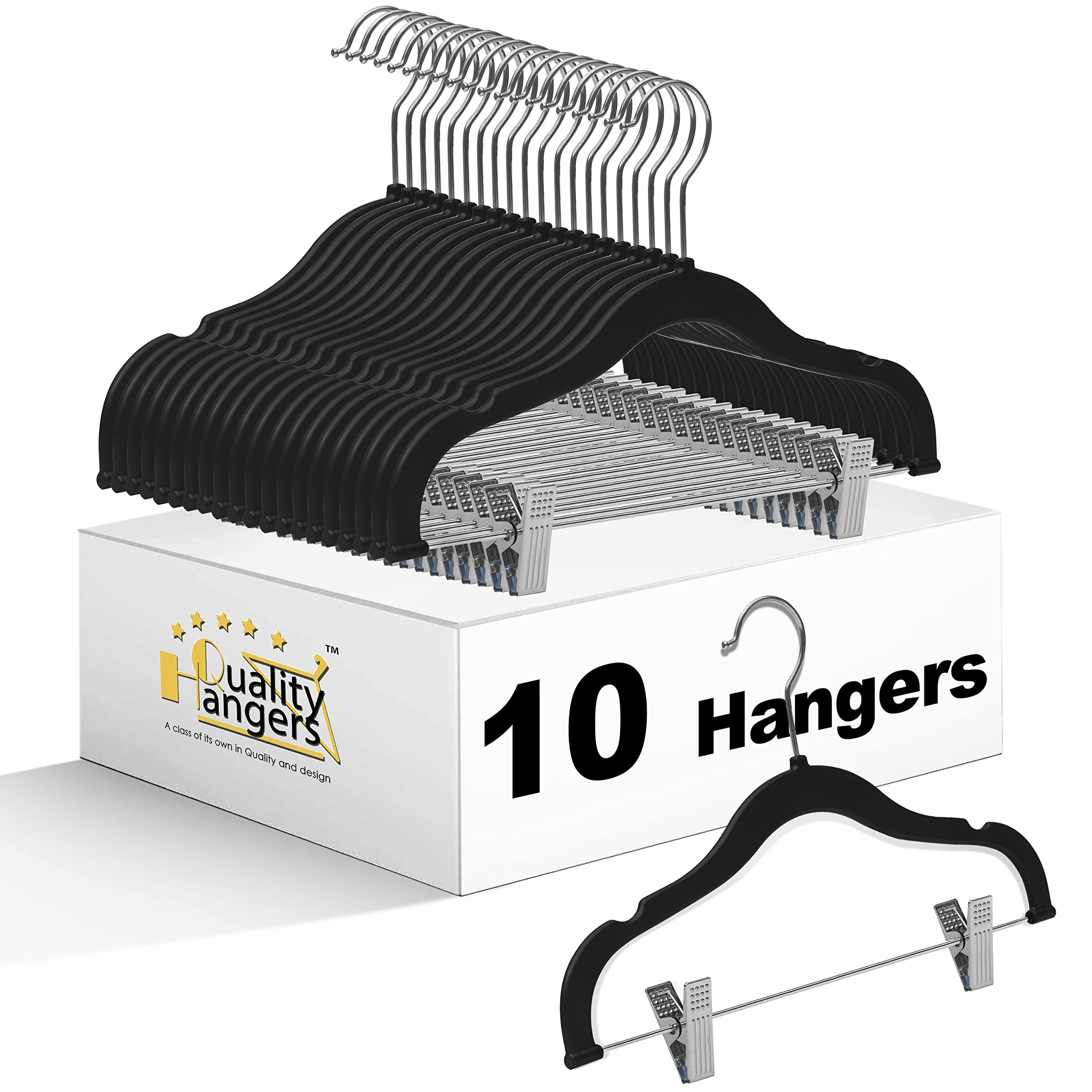 Quality Kids Plastic Non Velvet Non-Flocked Thin Compact Skirt Pant Coat Hangers with Metal Clips for Skirts Pants Blouses 360° Swivel Hook, Jacket, Shirt, Pants, Suit Hangers - Very Good