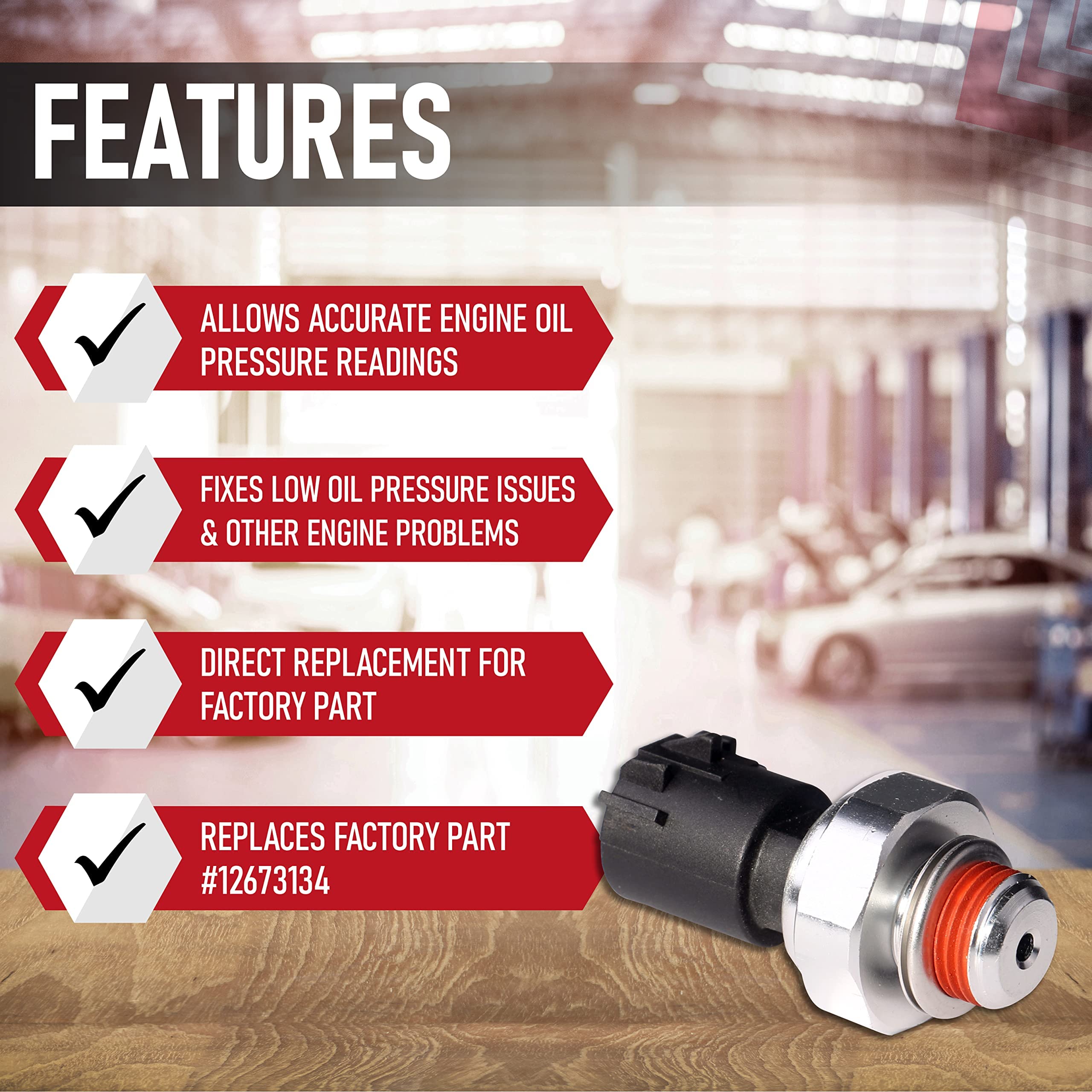 Engine Oil Pressure Sensor - Replaces 12673134, 12585328, 926-041 - Compatible with Chevy, GMC, Buick & Cadillac Vehicles - Silverado, Trailblazer, Yukon, Sierra, Savana, Suburban, Tahoe, Impala - Very Good