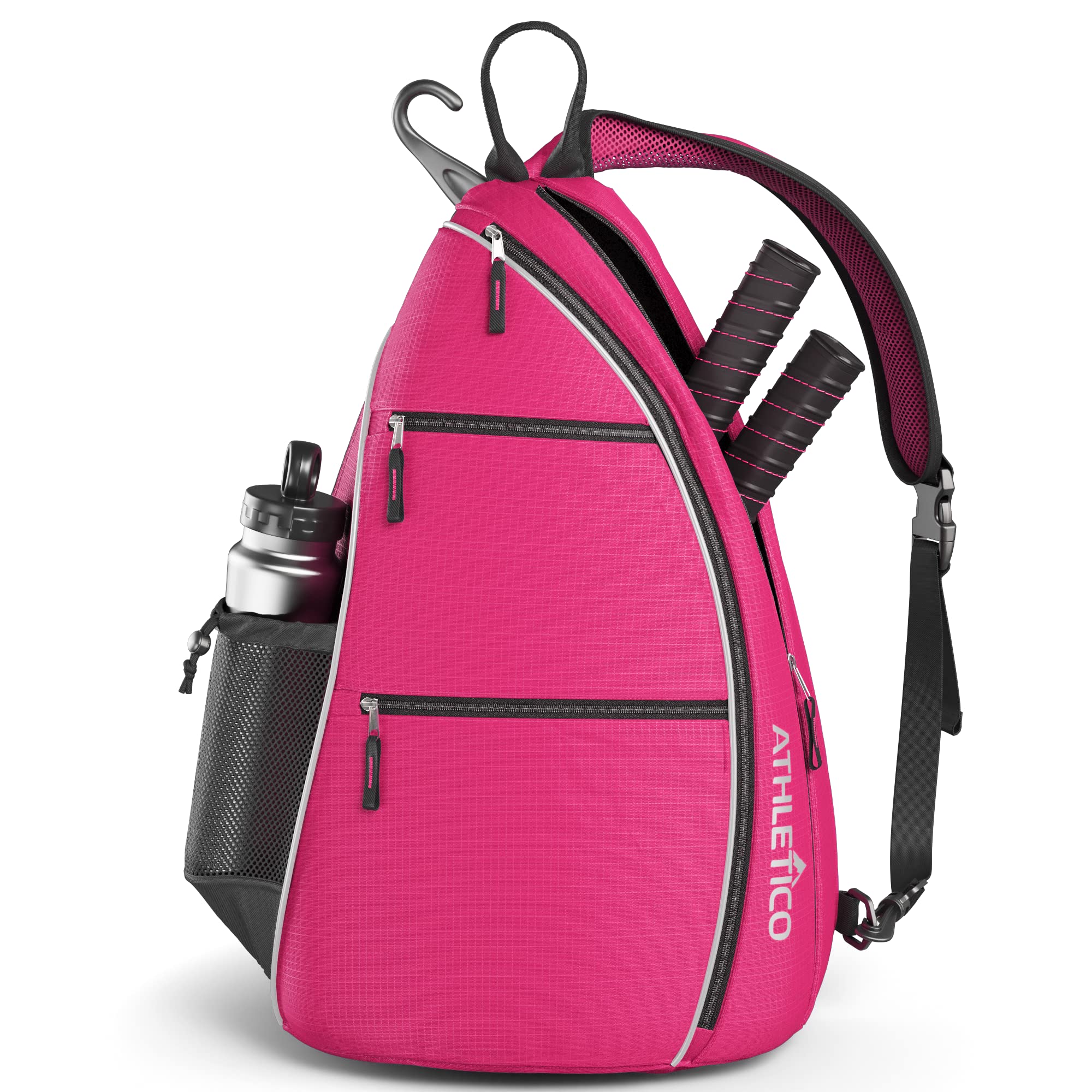 Athletico Sling Bag - Crossbody Backpack for Pickleball, Tennis, Racketball, and Travel for Men and Women (Pink) - Acceptable