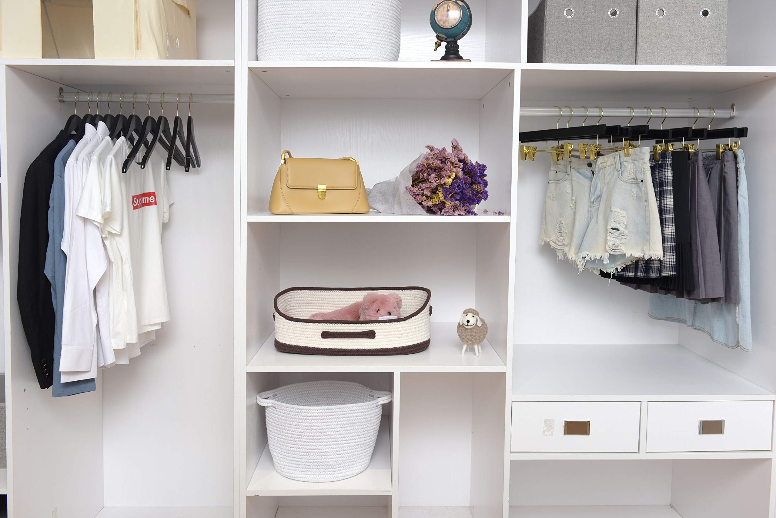 Quality Semi Curved Wooden Suit Hangers, Smooth Finish Solid Wood Coat Hanger with Swivel Hook, Jacket, Pant, Dress Clothes Hangers - Acceptable