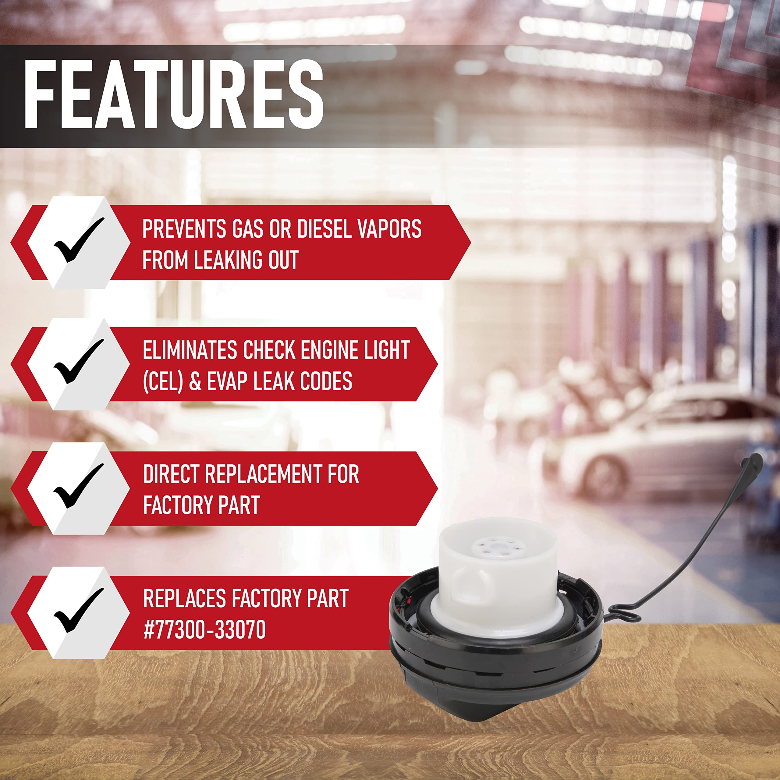 Replacement Fuel Tank Gas Cap - Compatible with Toyota & Lexus Vehicles - 4Runner, Camry, Solara, Tundra, Highlander, Sequoia, Sienna, Lexus GS300, LX470, ES330 - Replace 7730033070, 77300-33070 - Very Good