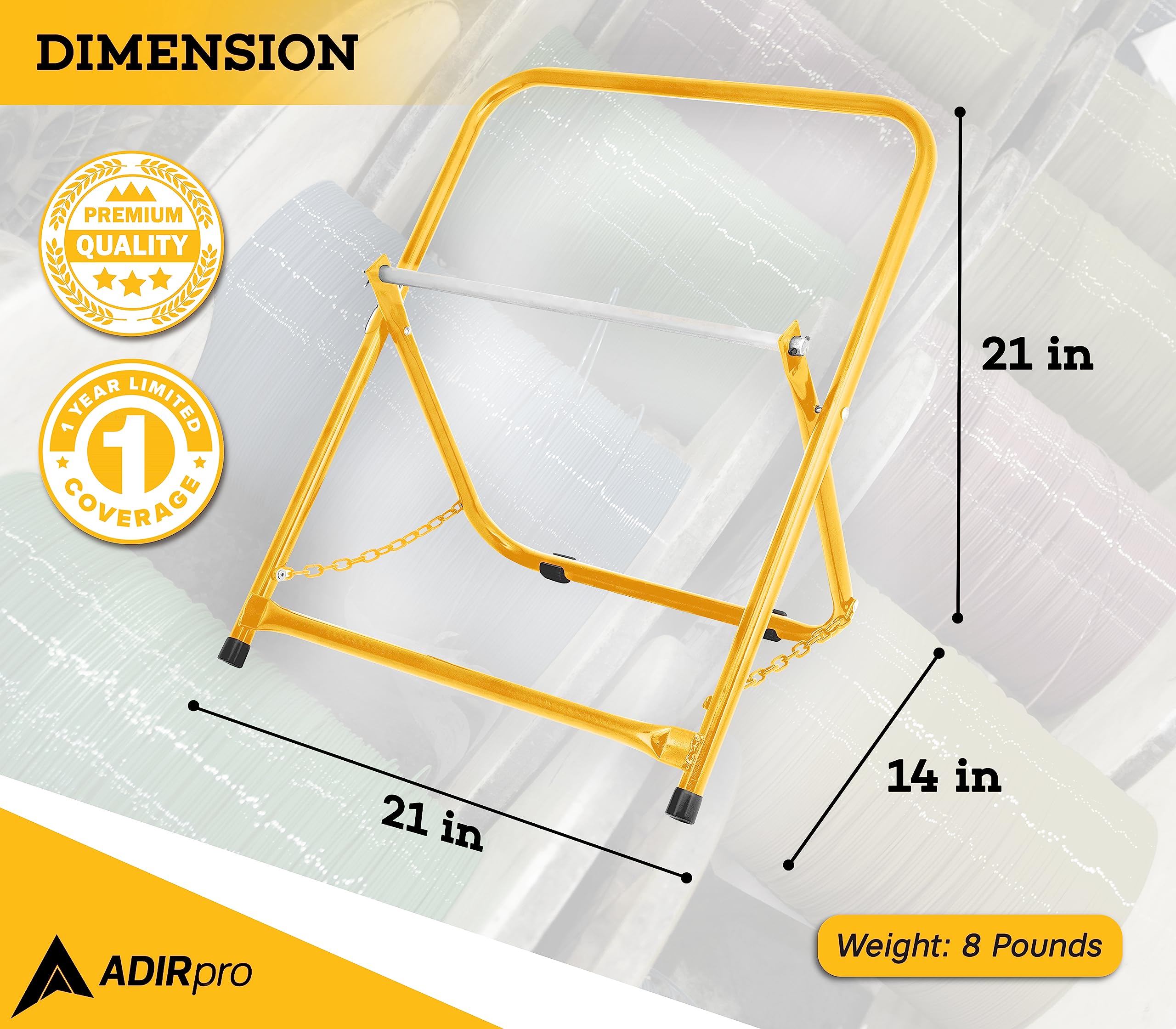 AdirPro Durable Single Axle Cable Caddy - Commercial Industrial Grade Steel Wire Dispenser - Compact Design Holds Cable Reels Up to 20" Diameter and 100 lb Capacity Variation - Like New