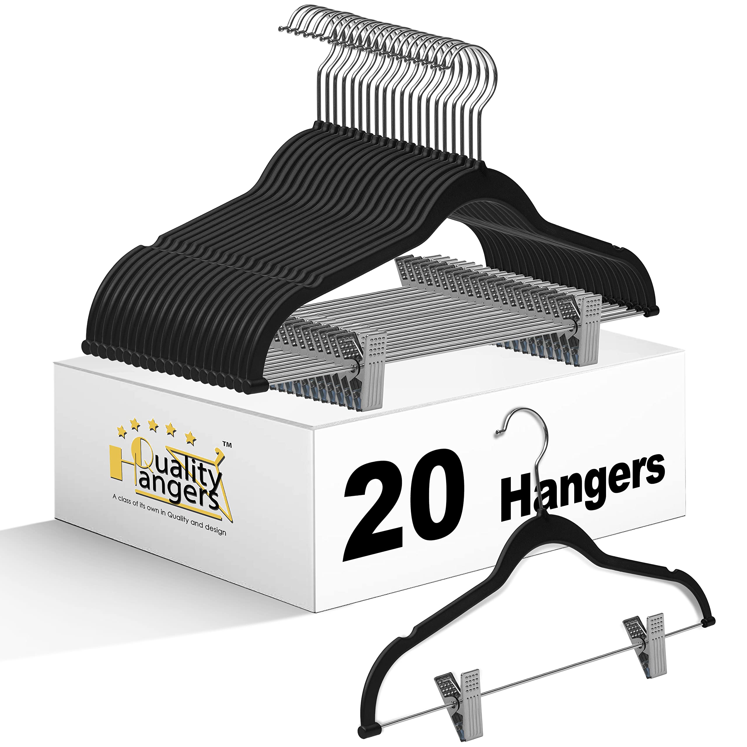 Quality Plastic Non Velvet Non-Flocked Thin Compact Coat Hangers with Metal Clips for Skirts Pants Blouses 360° Swivel Hook - Very Good