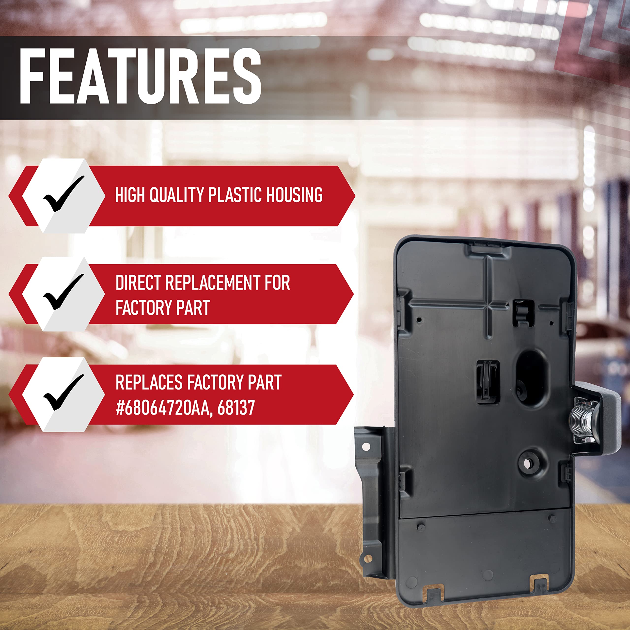 License Plate Tag Bracket with Light - Compatible with Jeep Wrangler Including Years 2009, 2010, 2011, 2012, 2013, 2014 - Replaces 68064720AA - Rear Plate Holder Frame - Very Good