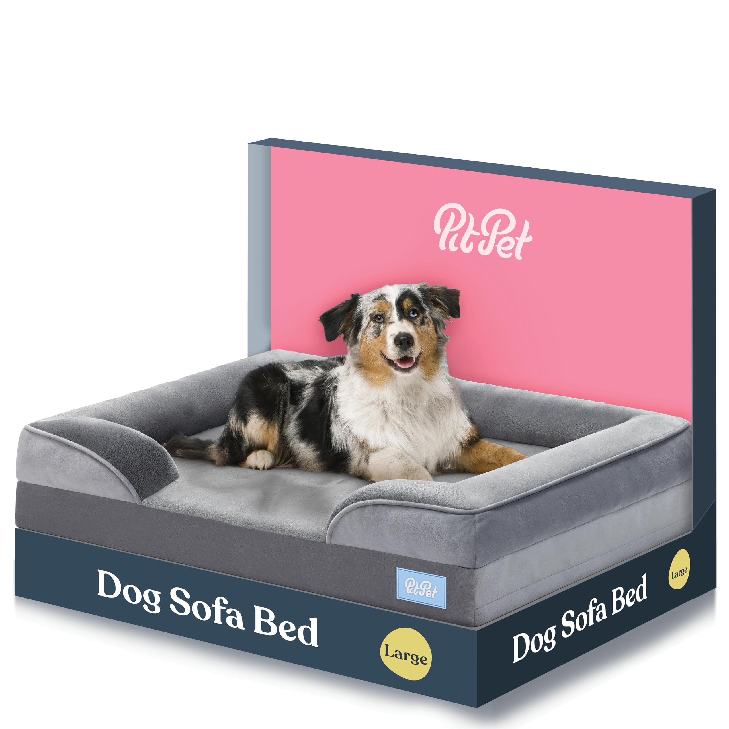 Orthopedic Sofa Dog Bed - Ultra Comfortable Dog Beds for Large Dogs - Breathable & Waterproof Pet Bed- Egg Foam Sofa Bed with Extra Head and Neck Support - Removable Washable Cover & Nonslip Bottom. - Like New