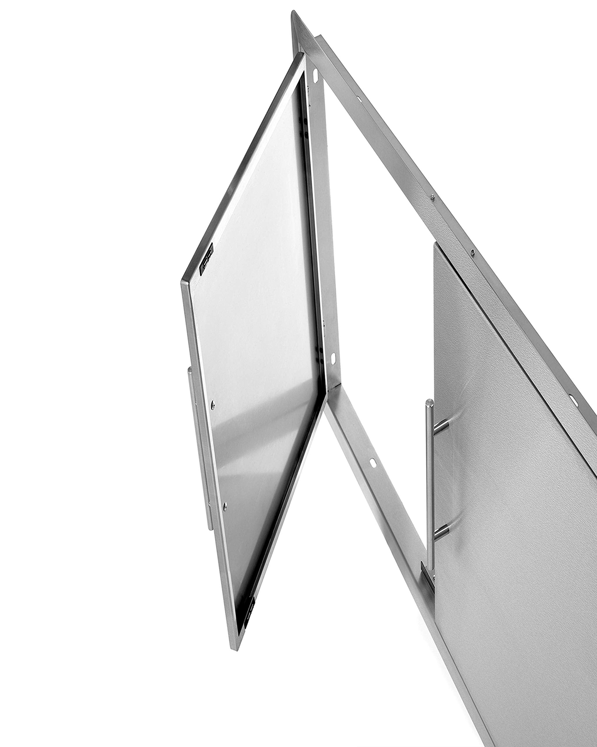 AdirHome Stainless Steel Grill Double Access Single-Face Door - Easy Install Heavy Duty Stainless Steel Rust Resistant Access Door with Chromium Plated Handle (30 Inch) - Like New